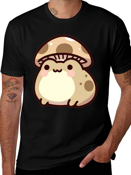 Cute Mushroom Frog Black T-Shirt