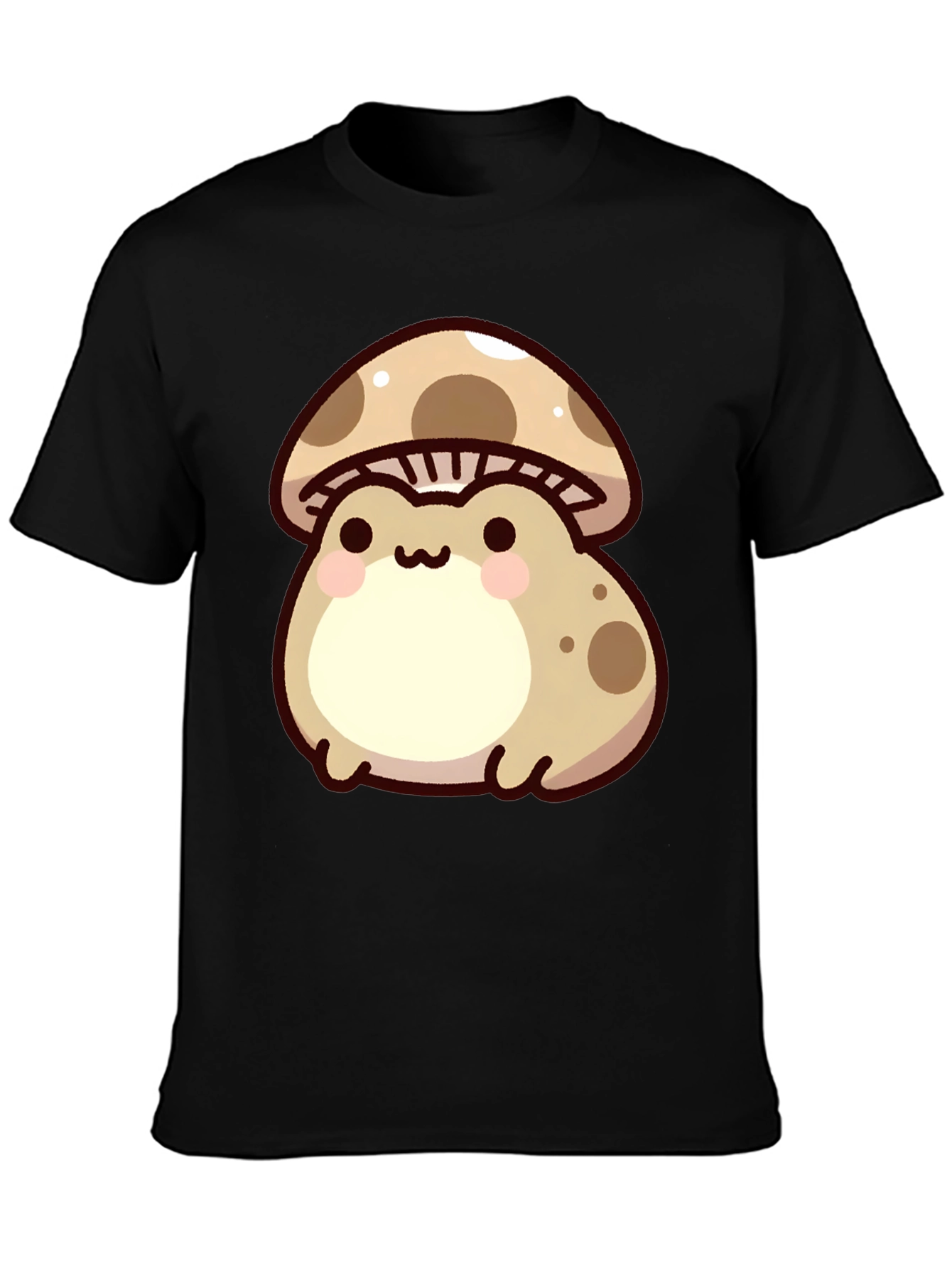 Cute Mushroom Frog Black T-Shirt