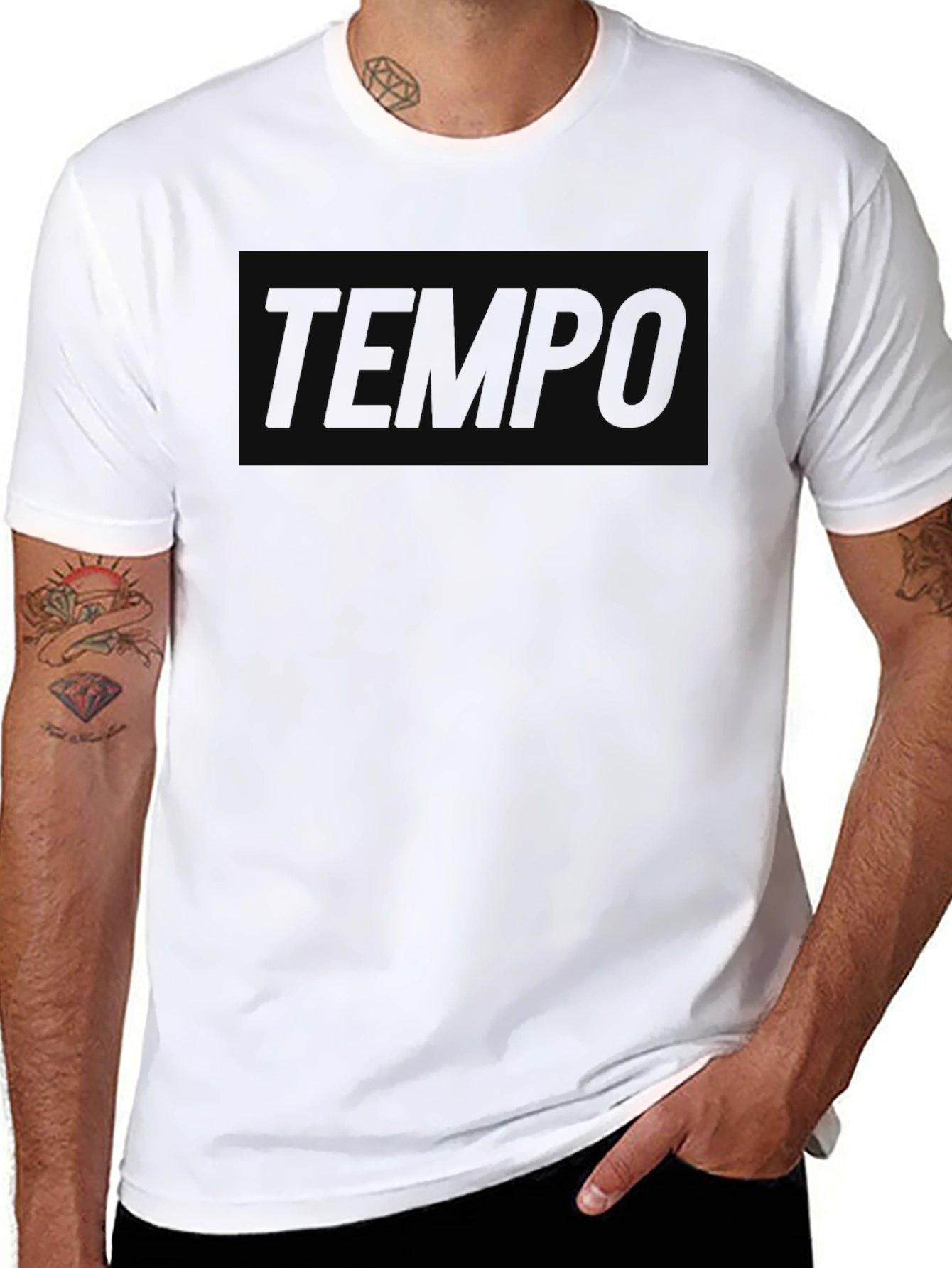 Mens Solid Black Tempo Graphic Tee - Casual Style