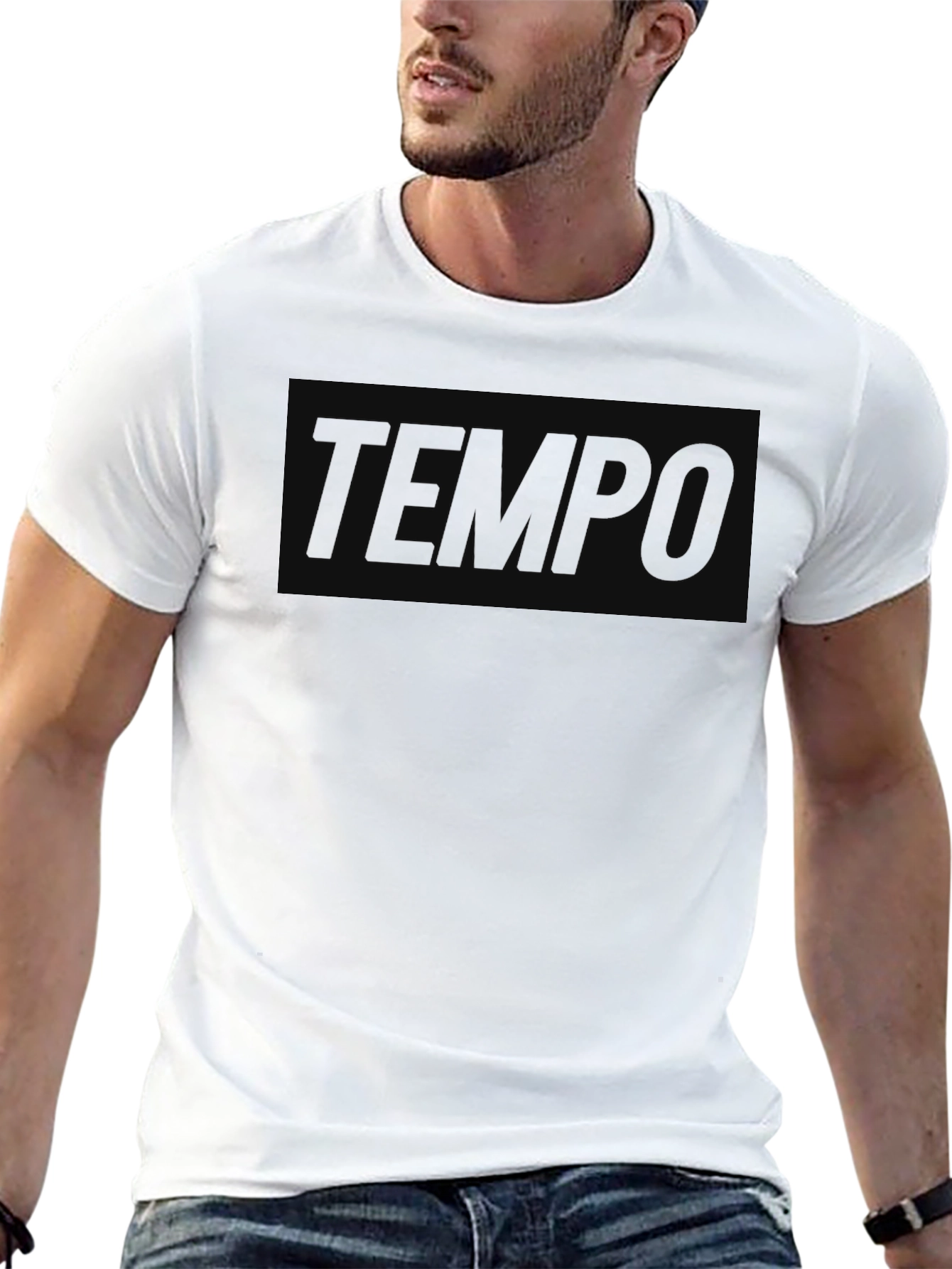 Mens Solid Black Tempo Graphic Tee - Casual Style