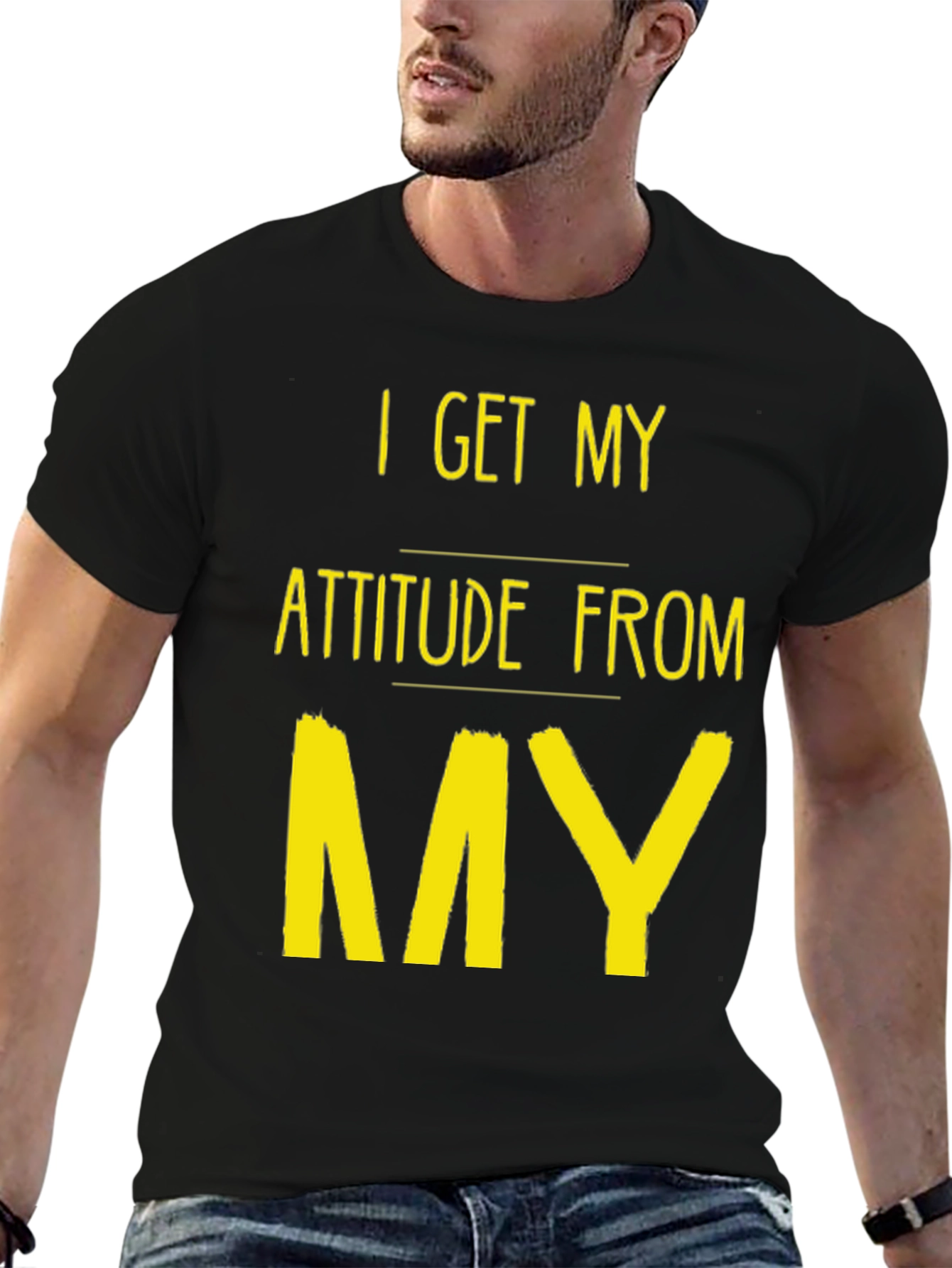 Attitude Source Tee: Black Crew Neck Graphic T-Shirt
