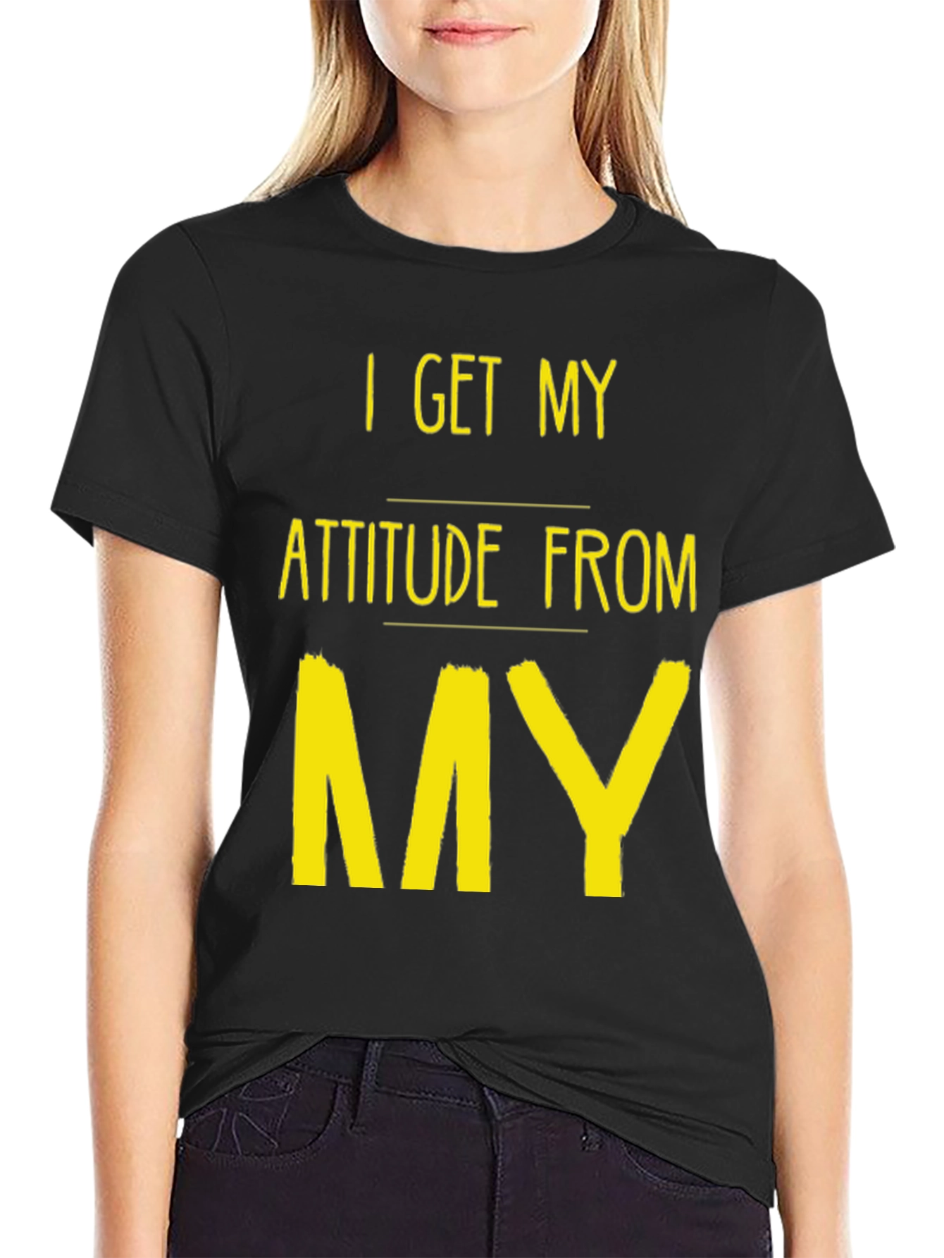 Attitude Source Tee: Black Crew Neck Graphic T-Shirt