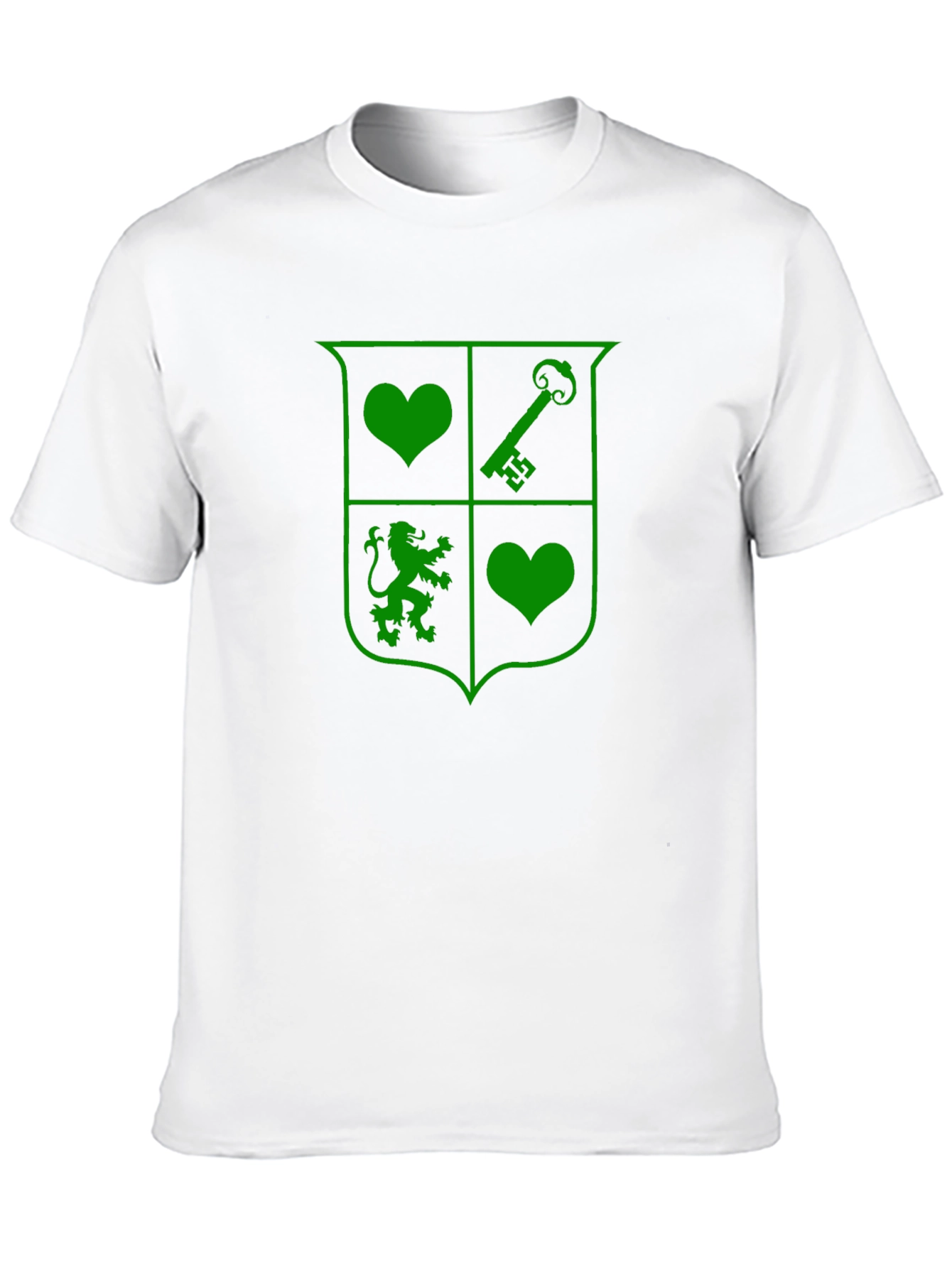 Crest Graphic T-Shirt - Heart Key Lion Design