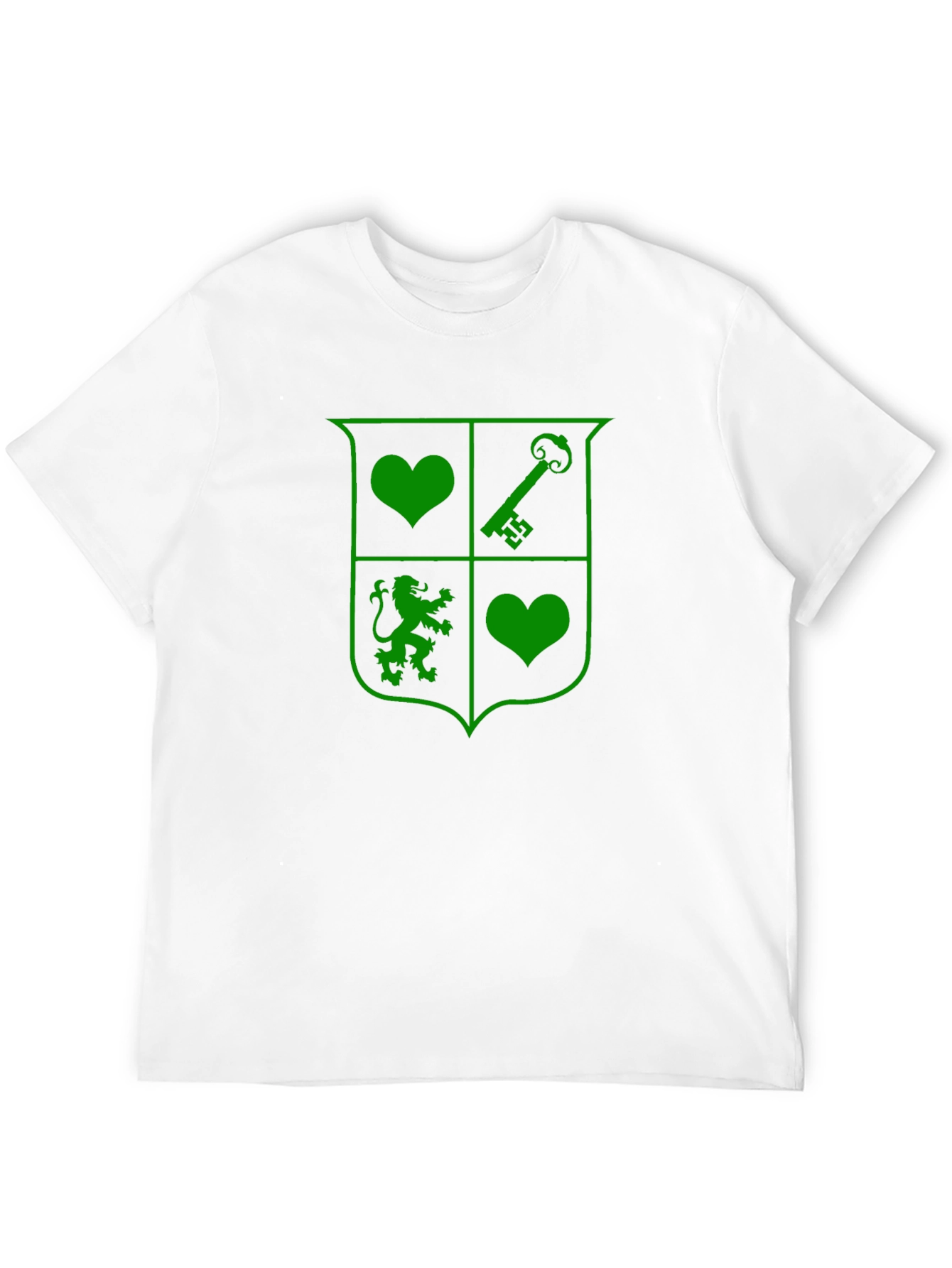 Crest Graphic T-Shirt - Heart Key Lion Design