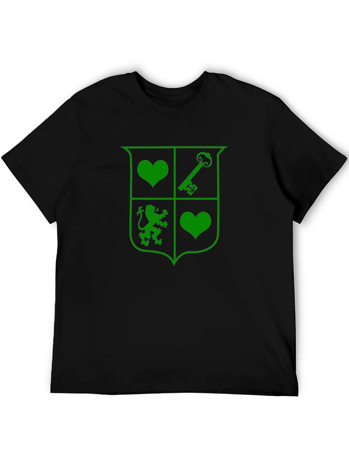 Crest Graphic T-Shirt - Heart Key Lion Design