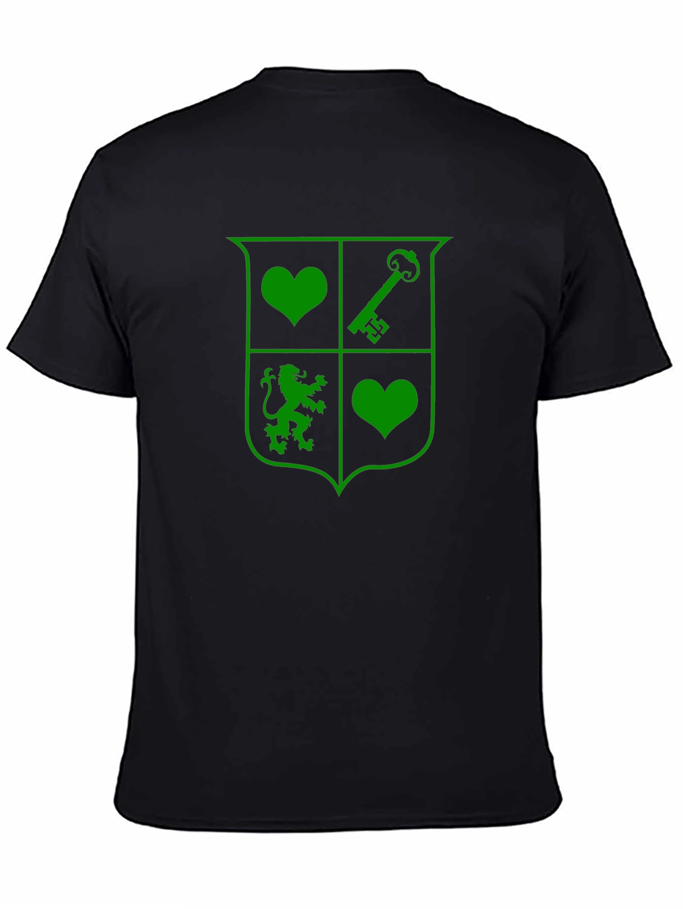 Crest Graphic T-Shirt - Heart Key Lion Design