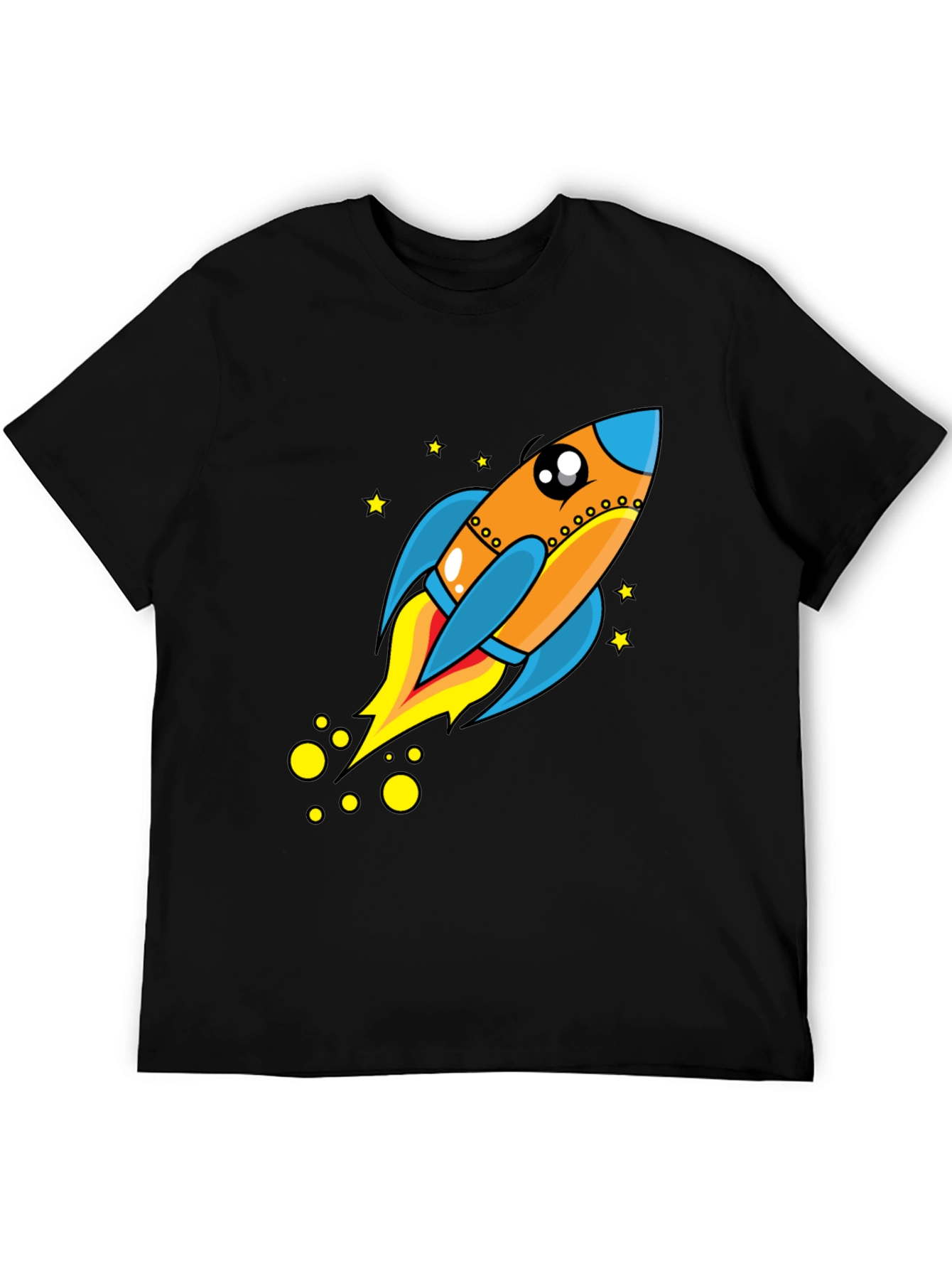 Rocket Ship Graphic Tee - Black Cotton T-Shirt