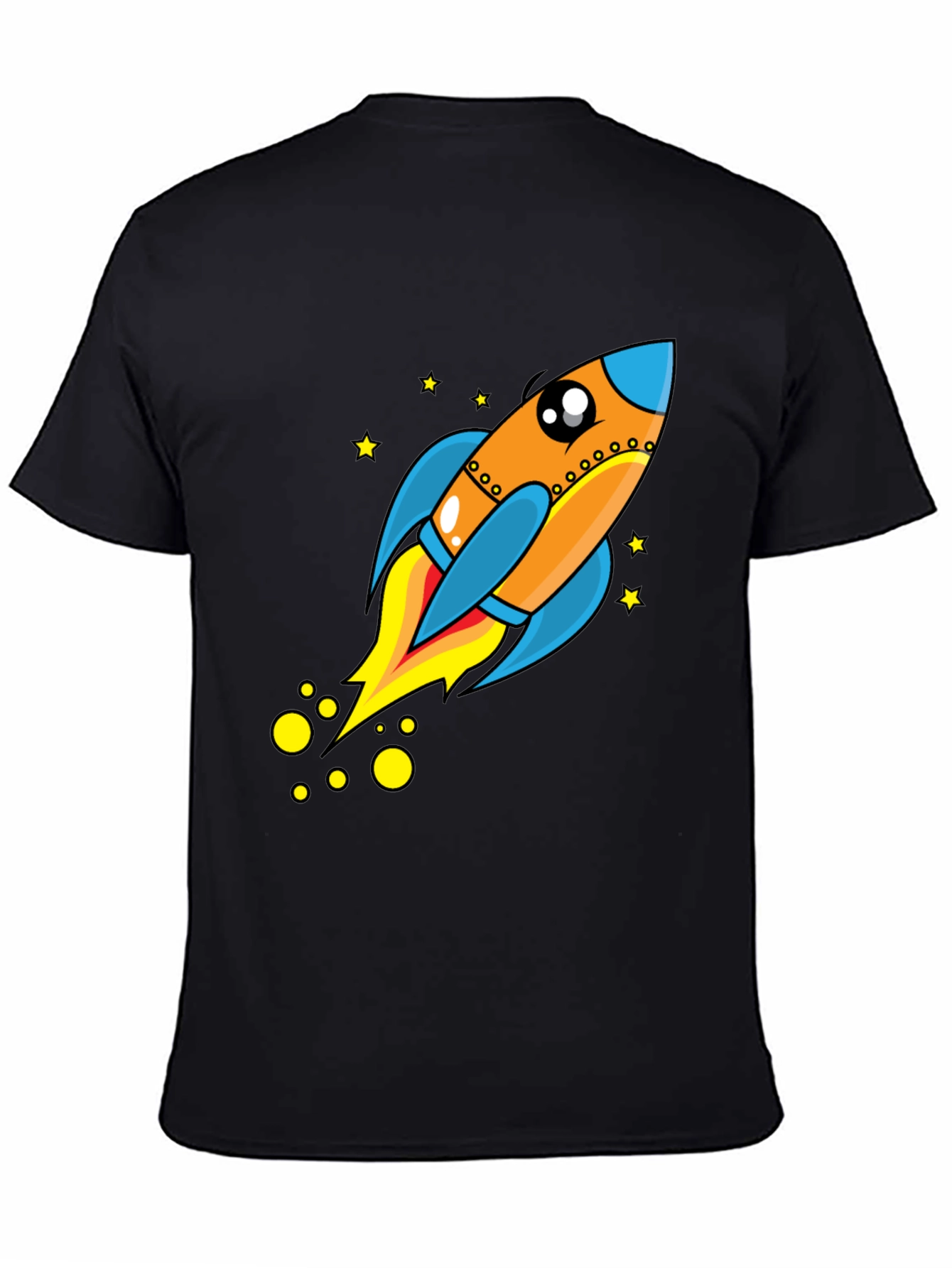 Rocket Ship Graphic Tee - Black Cotton T-Shirt
