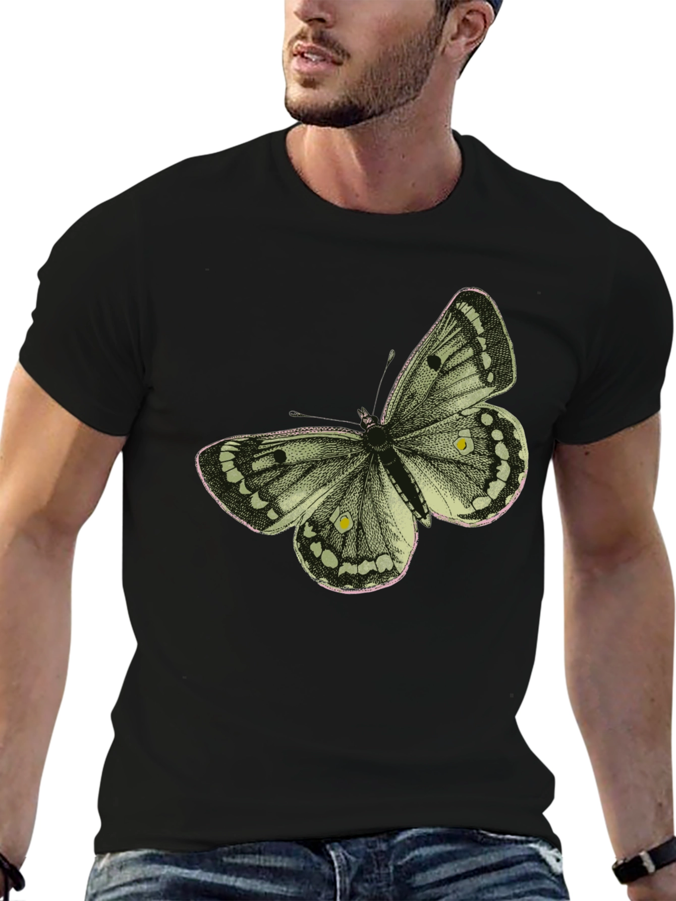 Butterfly Graphic Tee - Stylish Black Cotton T-Shirt