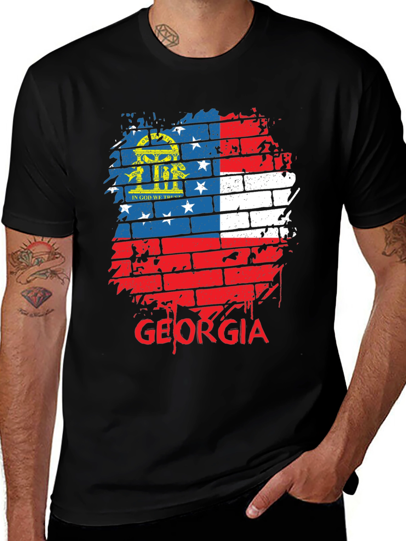 Georgia Flag Brick Wall T-Shirt