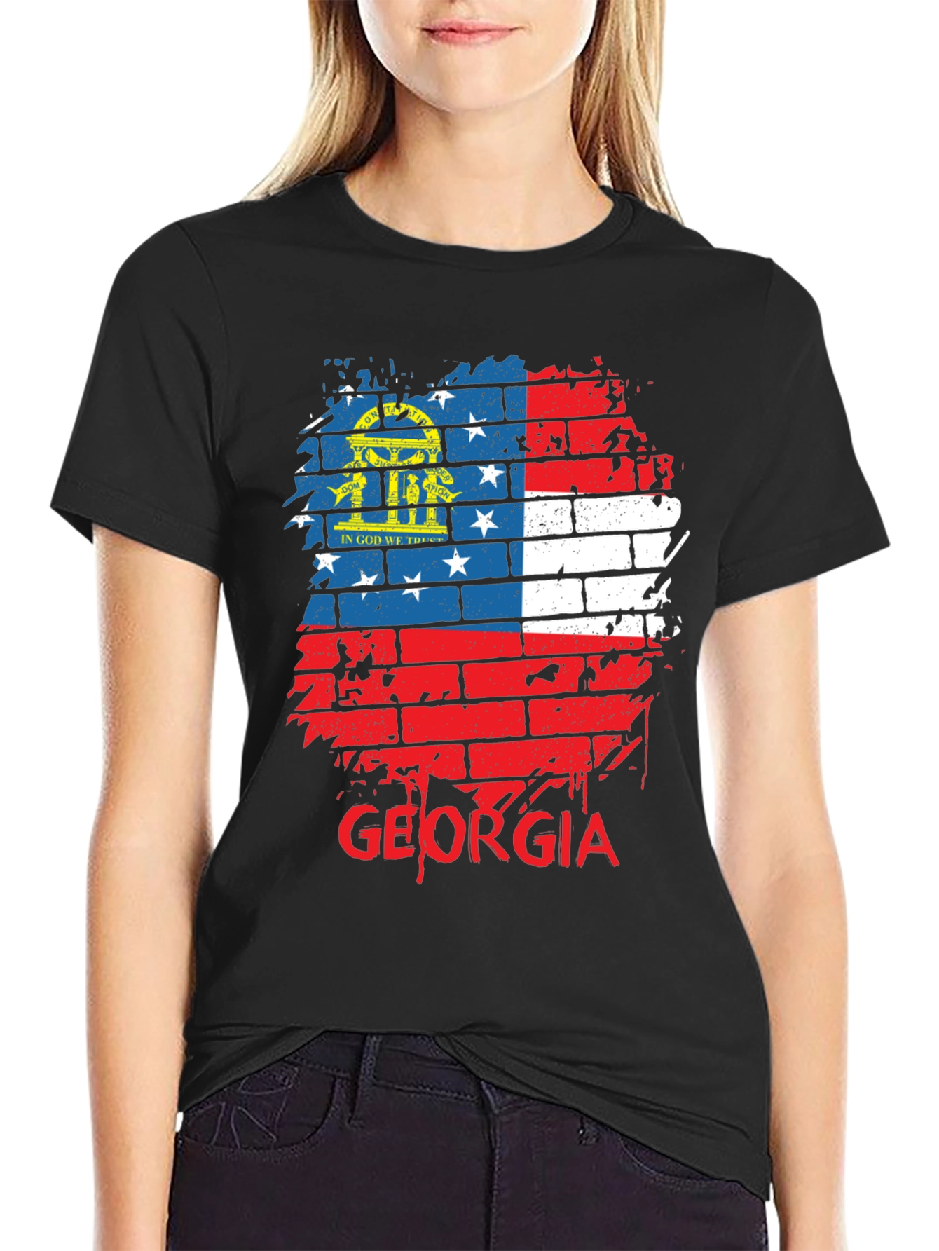 Georgia Flag Brick Wall T-Shirt