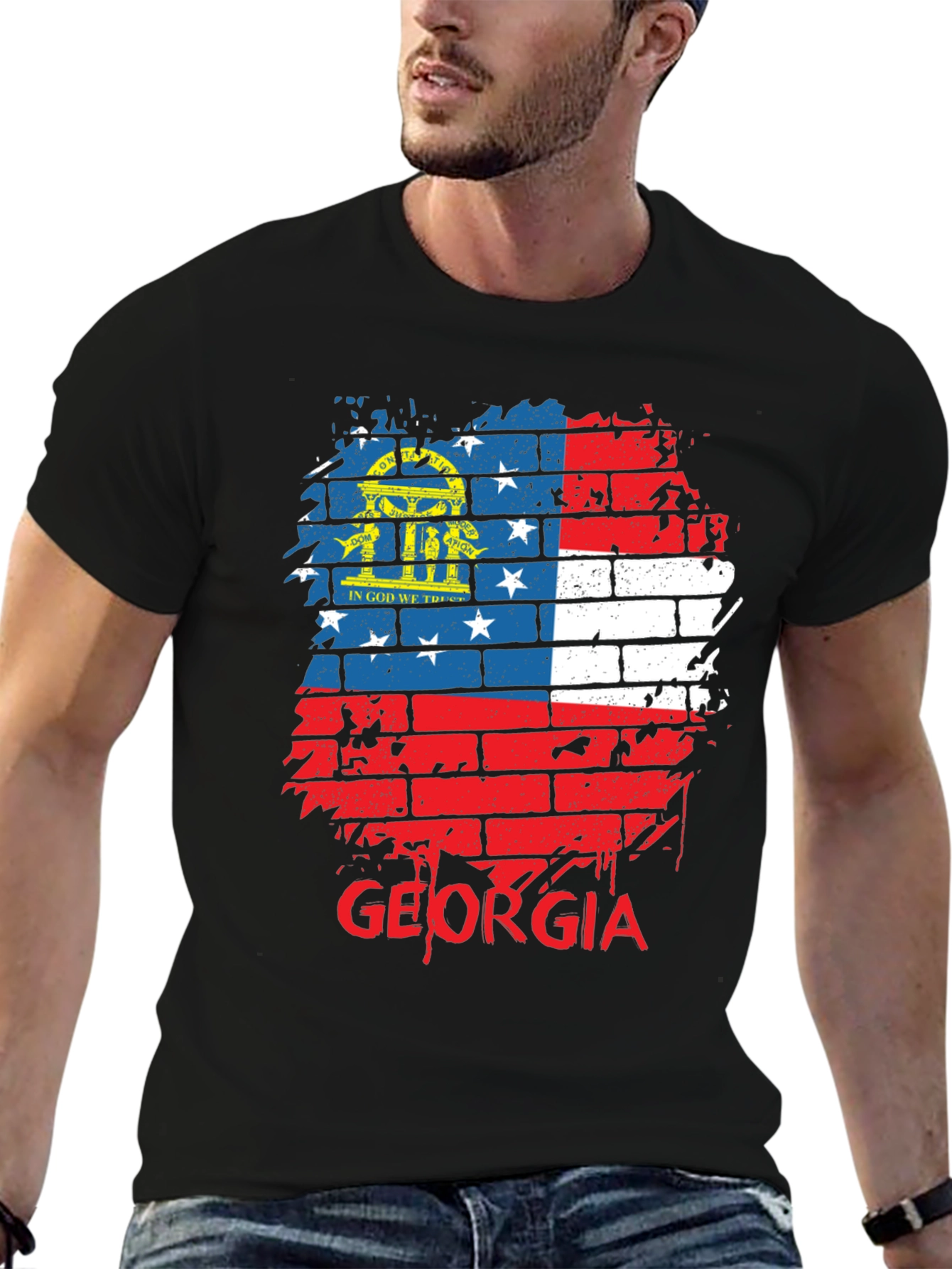 Georgia Flag Brick Wall T-Shirt
