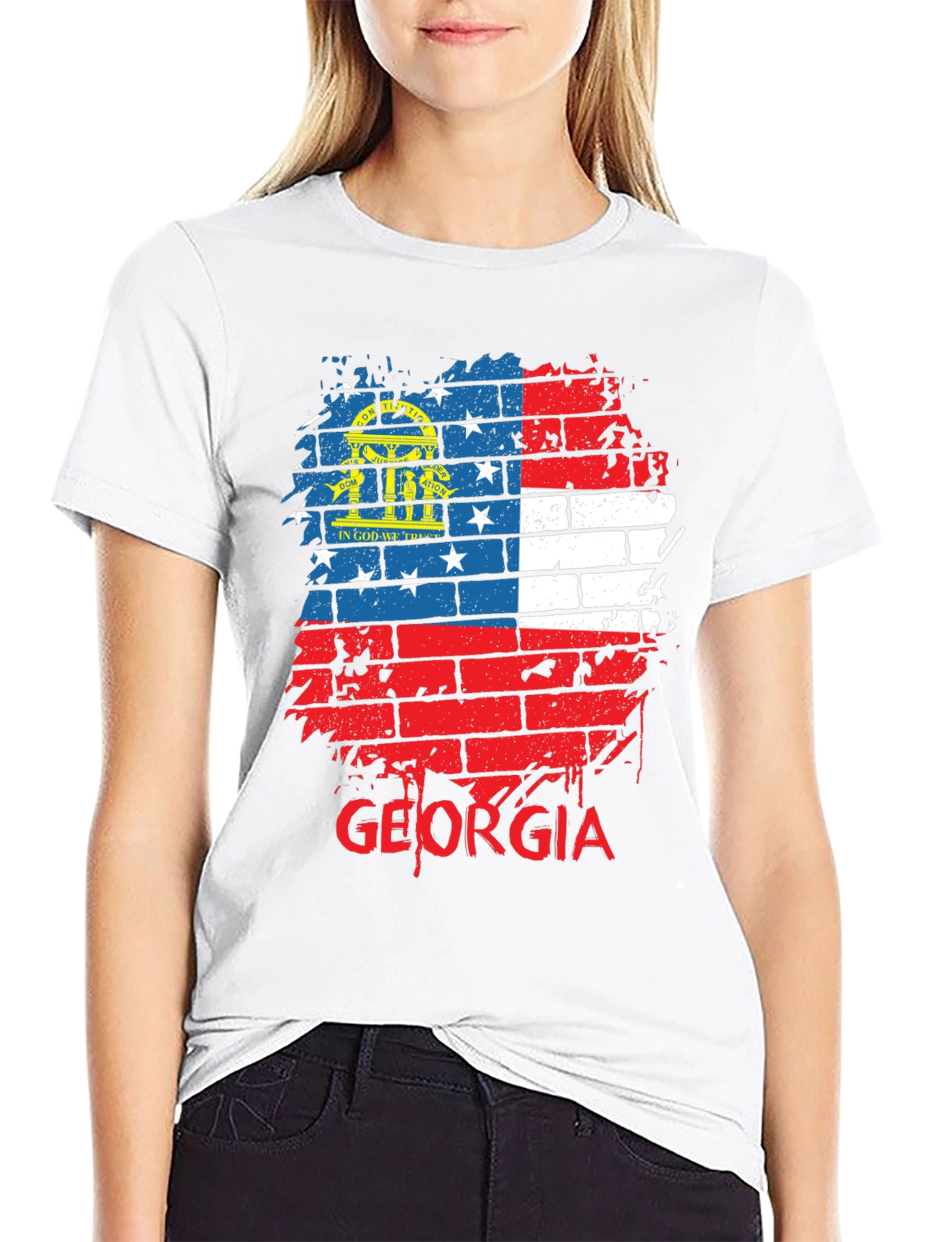 Georgia Flag Brick Wall T-Shirt