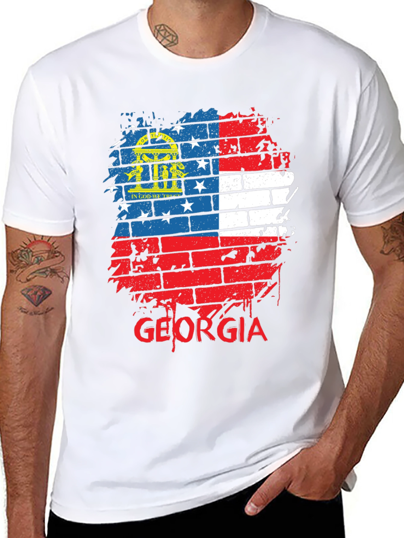 Georgia Flag Brick Wall T-Shirt