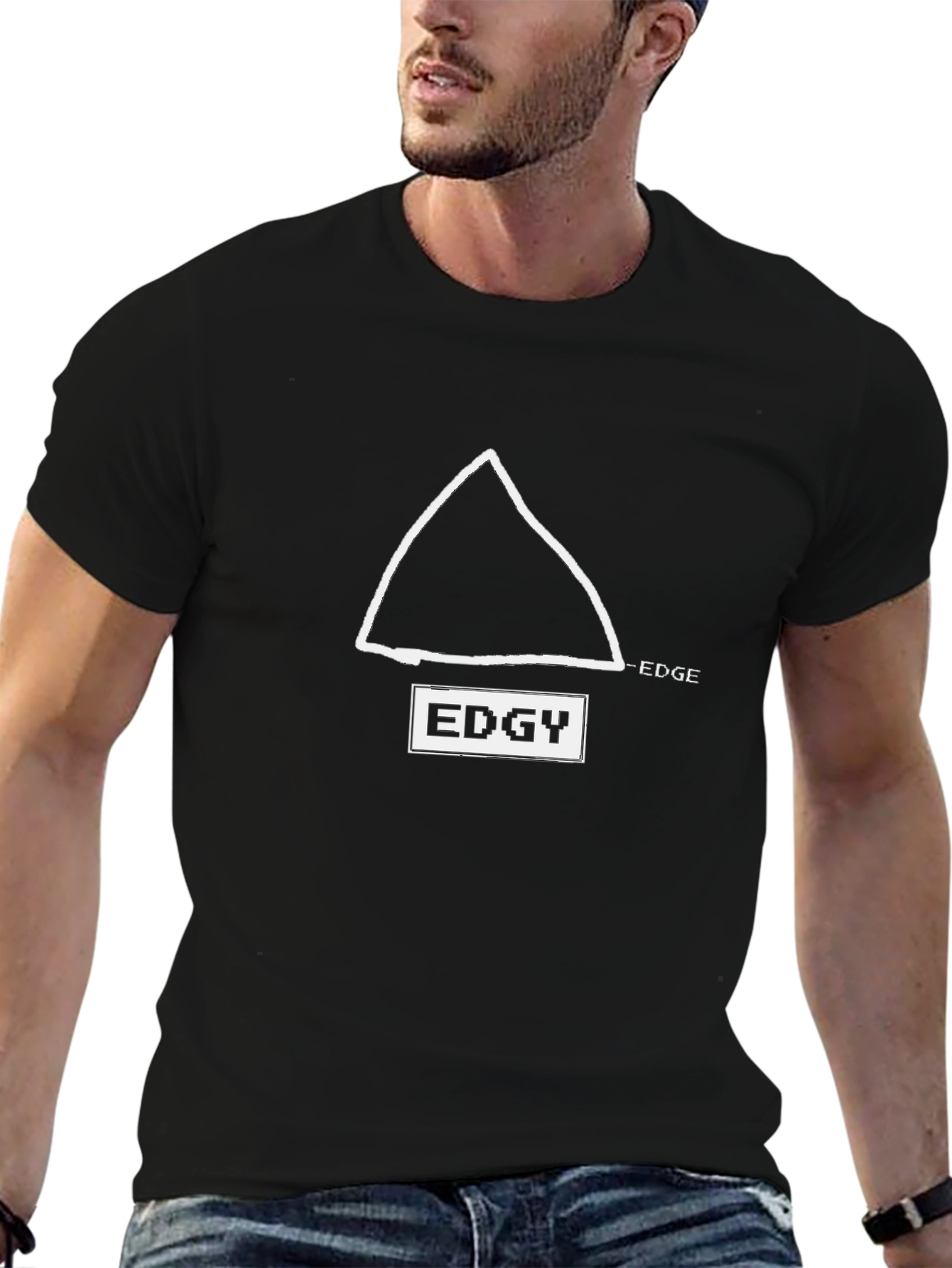Edgy Graphic Tee - Black Cotton T-Shirt