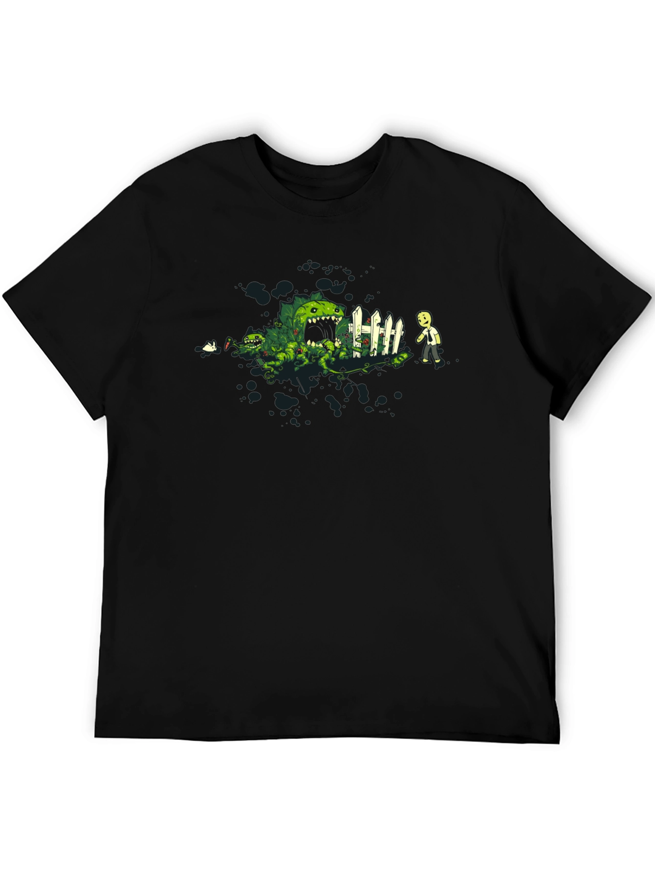 Plant Monster Graphic Tee - Black Cotton T-Shirt