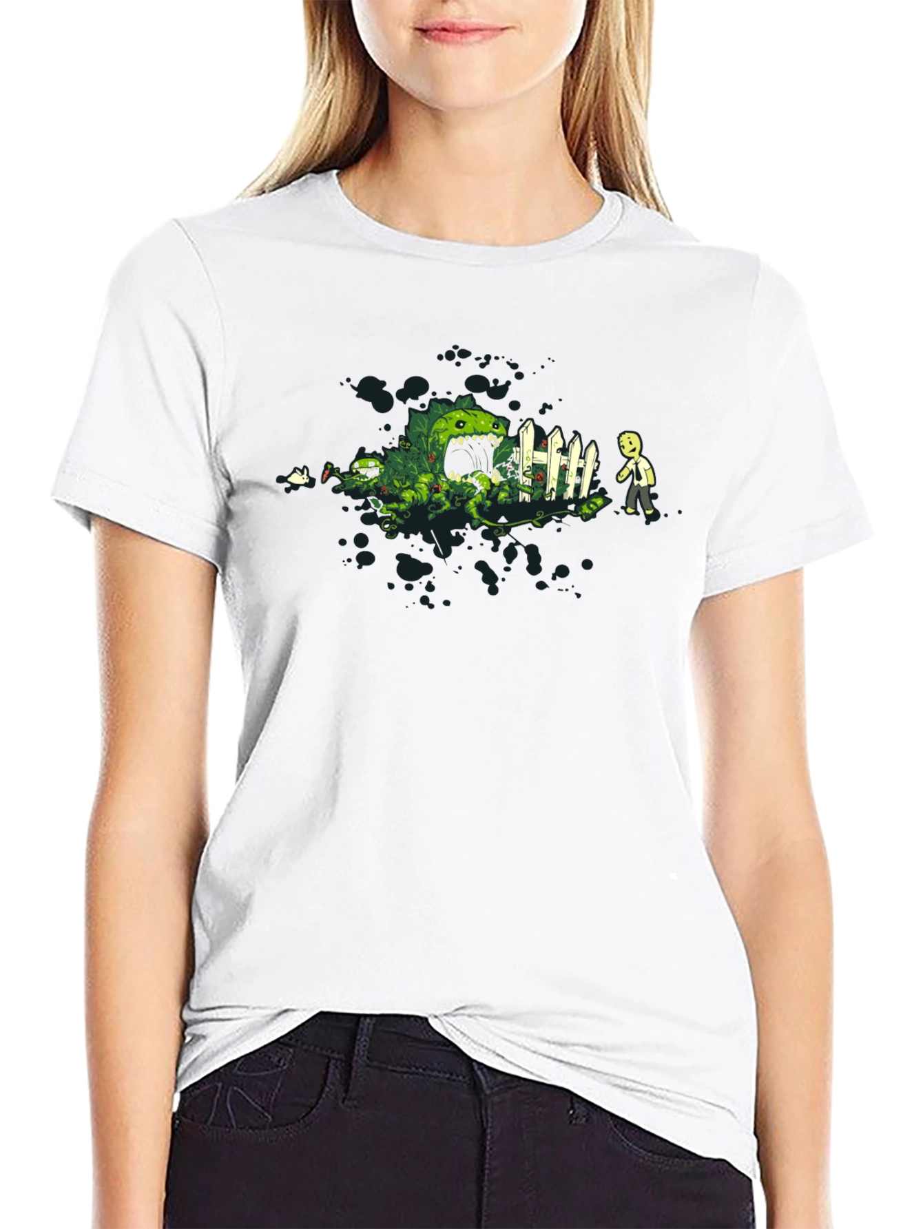 Plant Monster Graphic Tee - Black Cotton T-Shirt