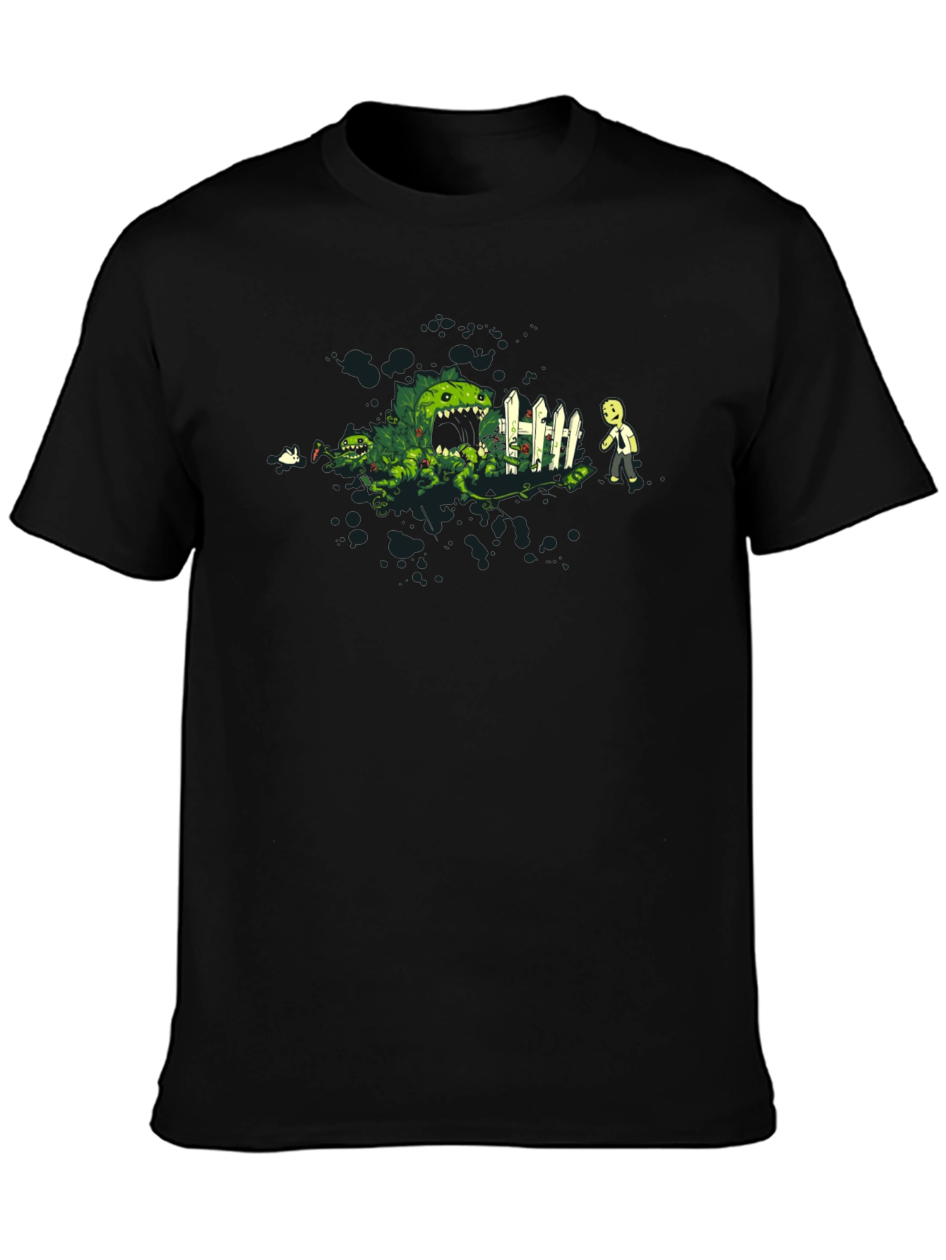 Plant Monster Graphic Tee - Black Cotton T-Shirt