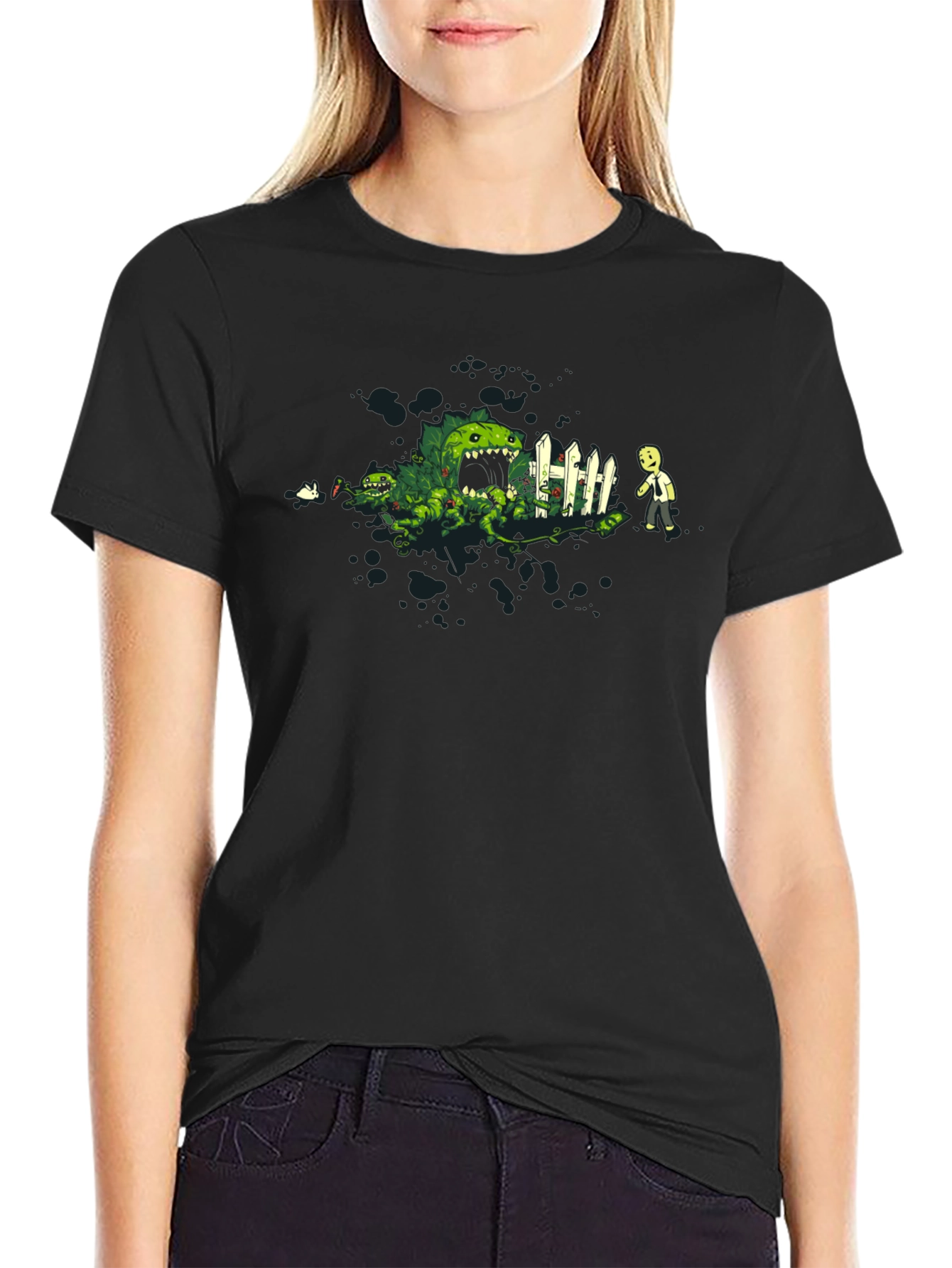 Plant Monster Graphic Tee - Black Cotton T-Shirt