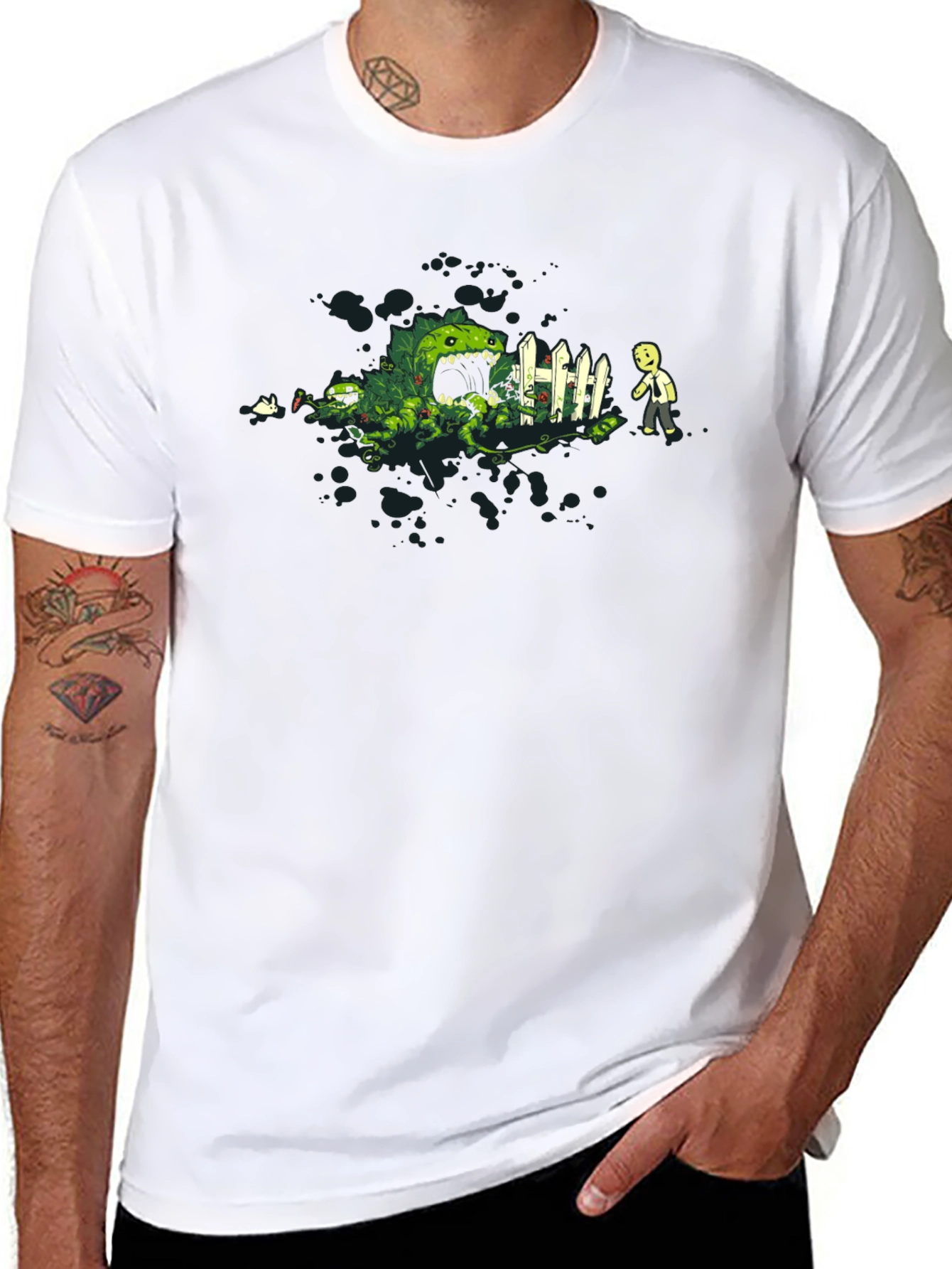 Plant Monster Graphic Tee - Black Cotton T-Shirt