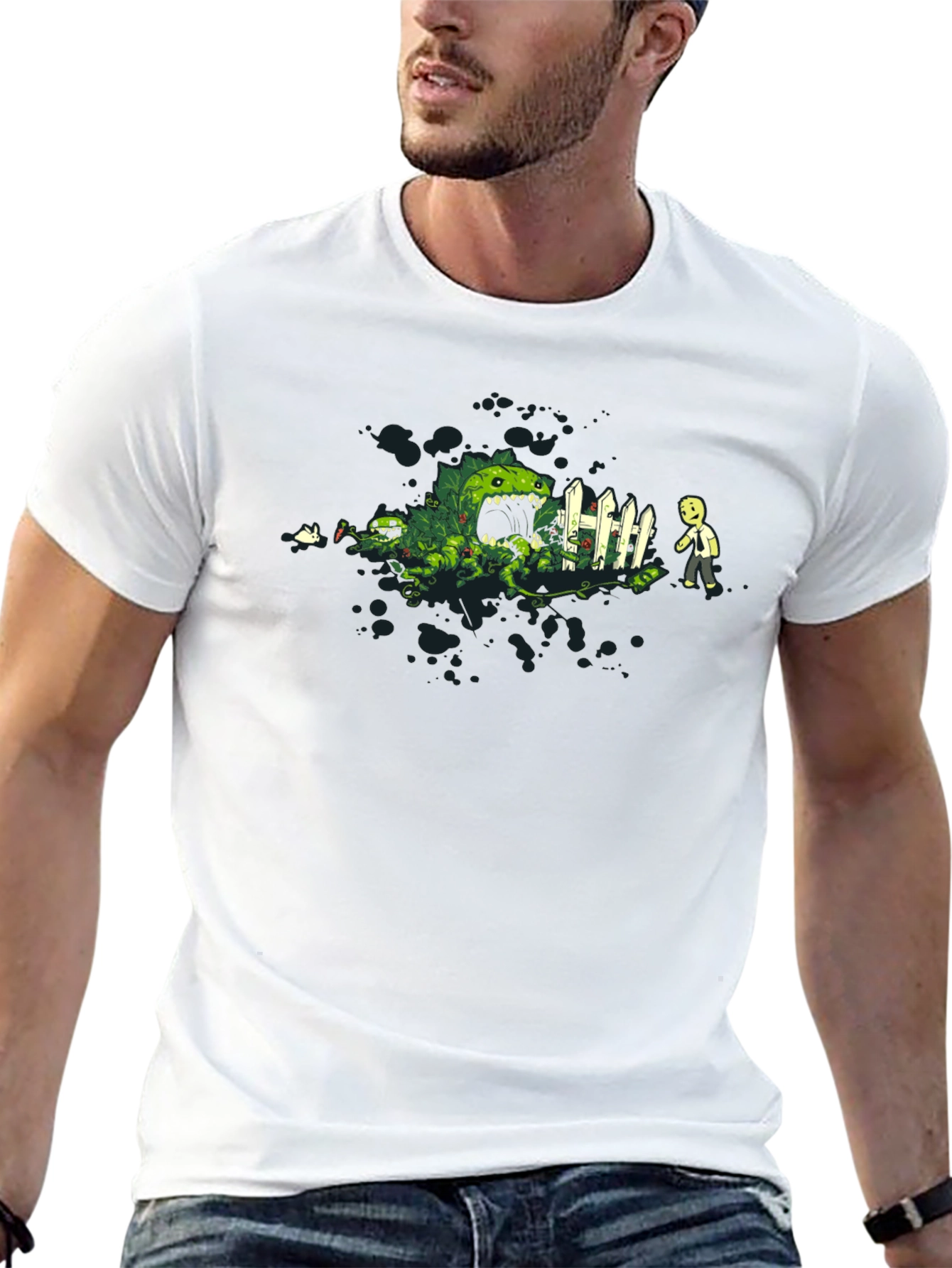 Plant Monster Graphic Tee - Black Cotton T-Shirt