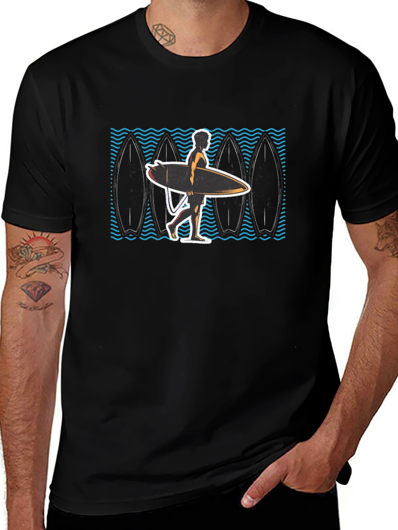 Surfer Graphic Black T-Shirt