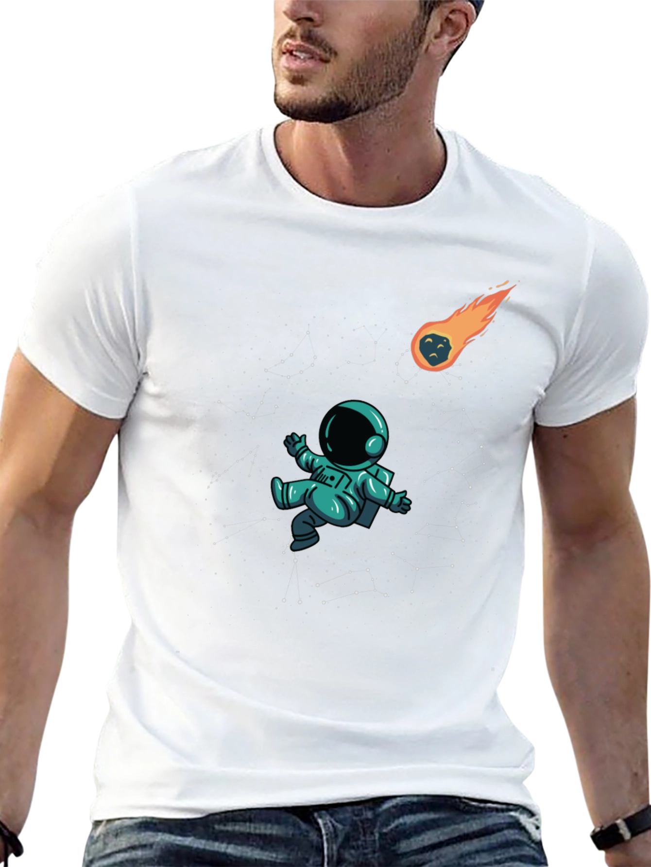Astronaut in Space Black T-Shirt