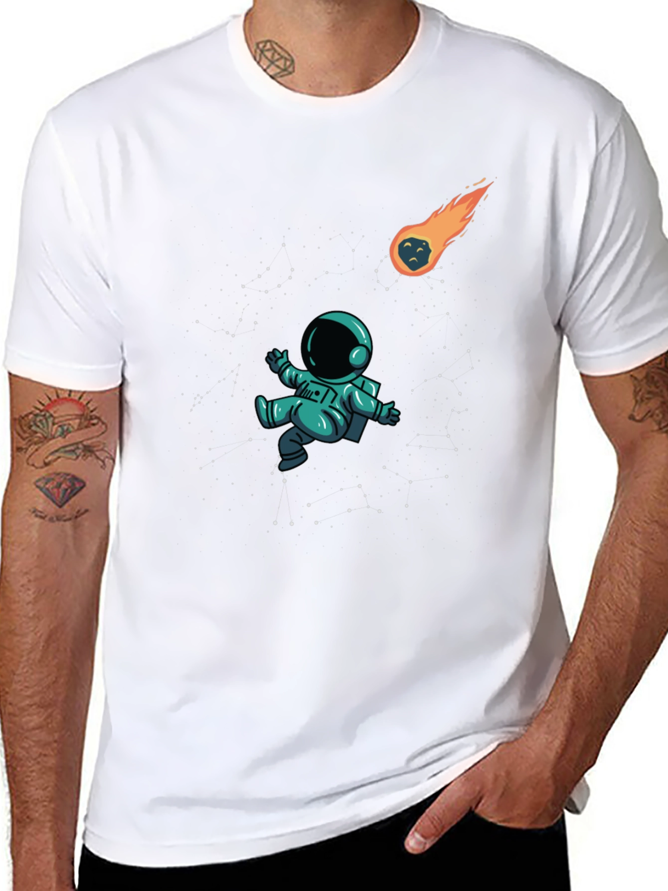 Astronaut in Space Black T-Shirt