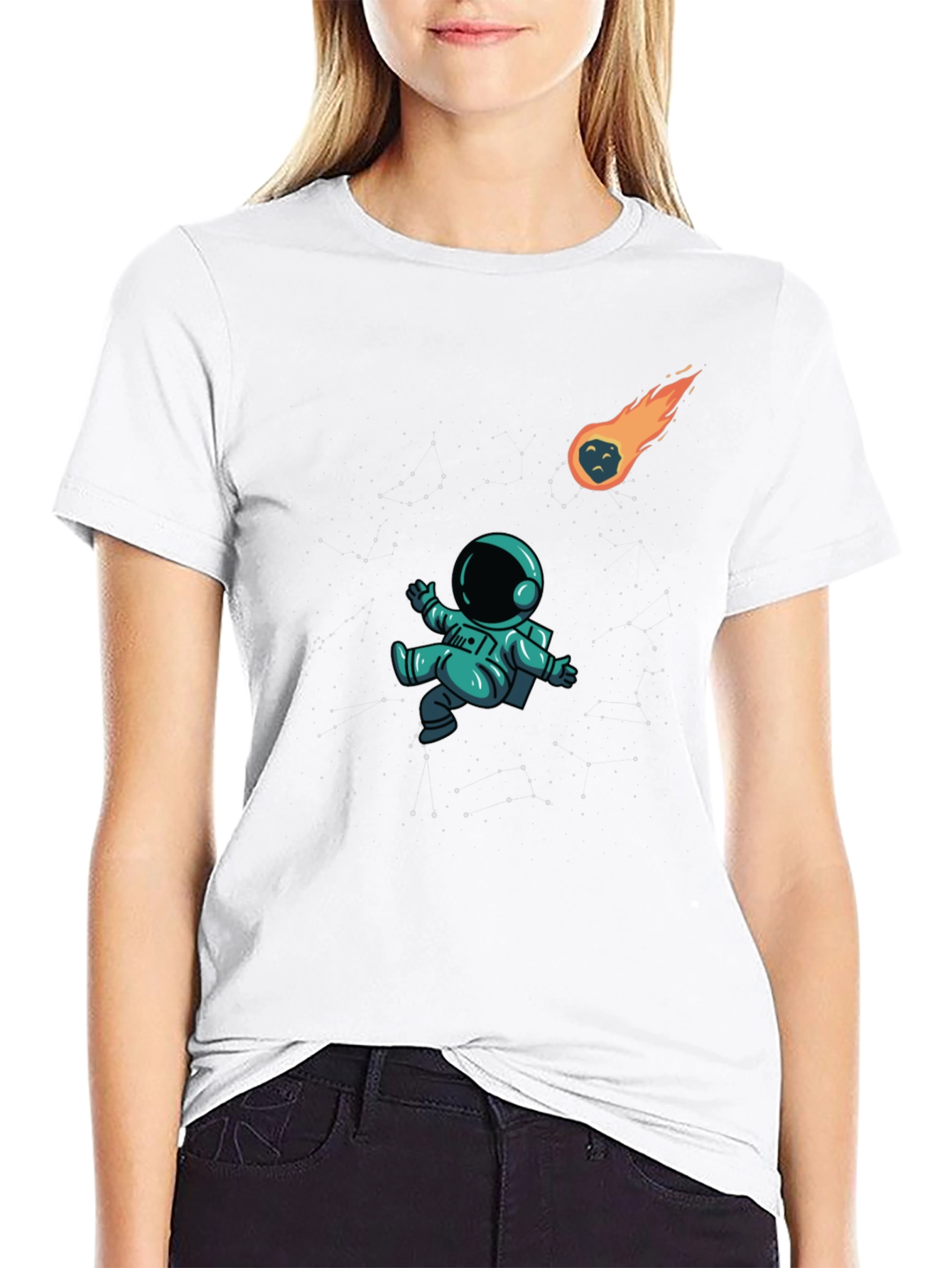 Astronaut in Space Black T-Shirt