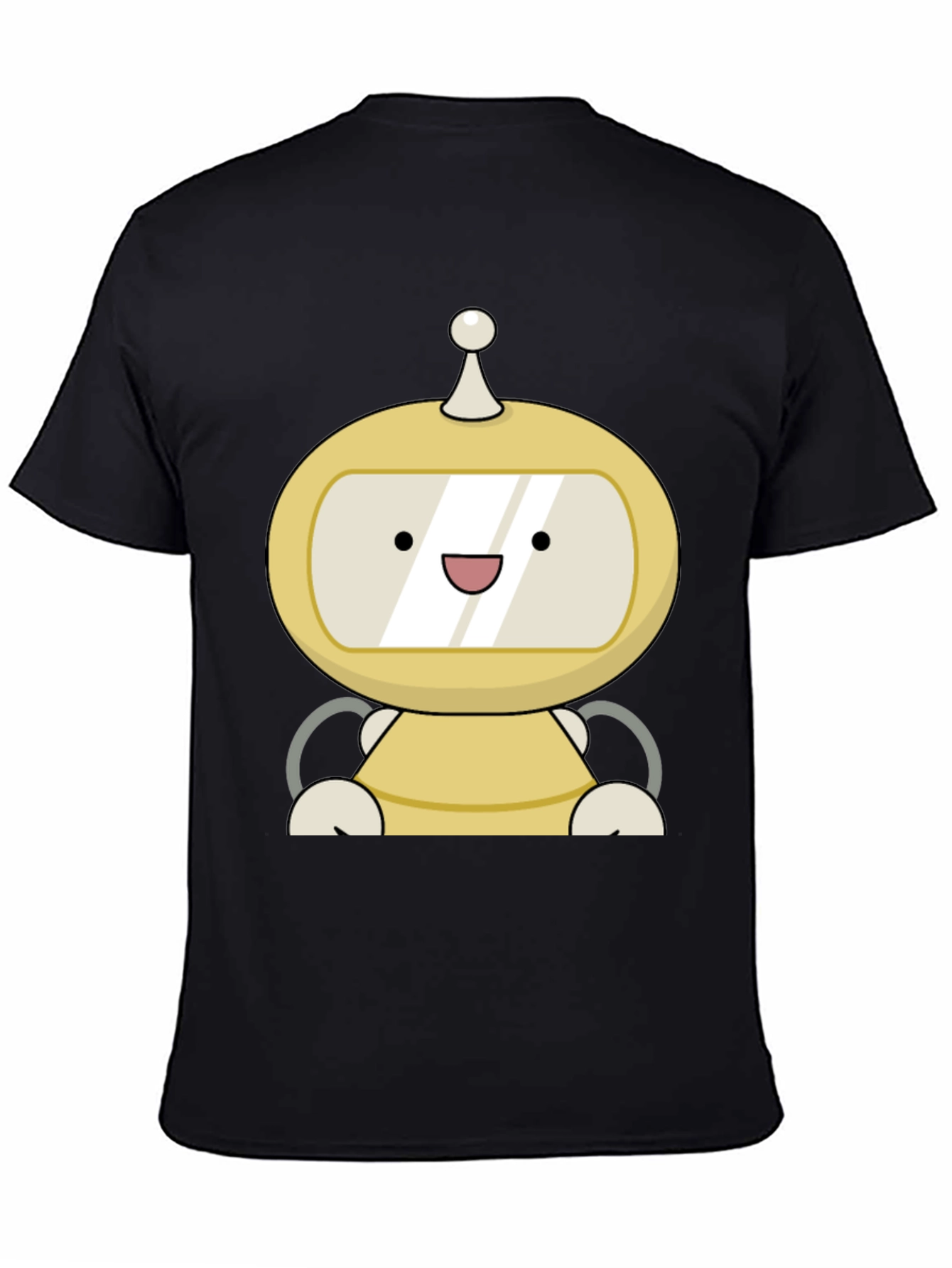 Cute Robot Graphic Black T-Shirt