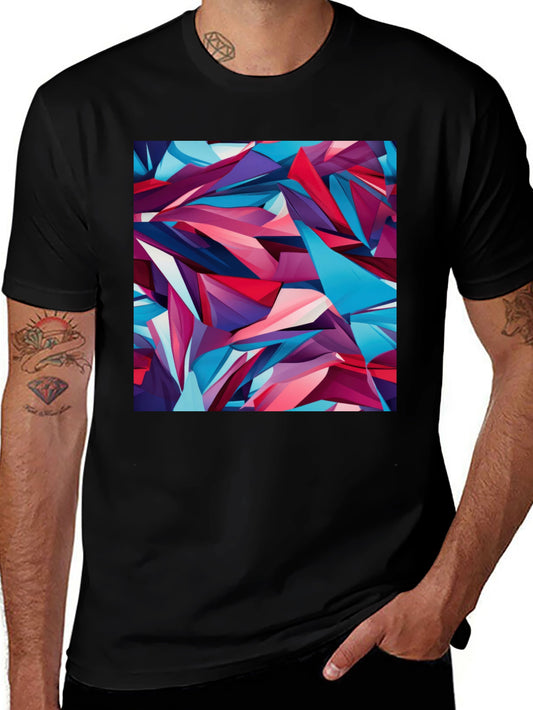 Abstract Geometric Print Black T-Shirt