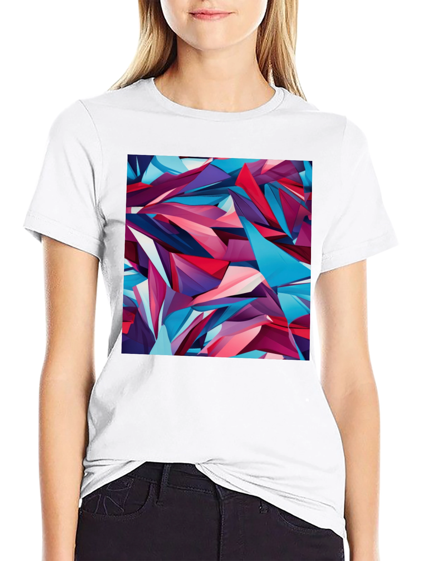 Abstract Geometric Print Black T-Shirt