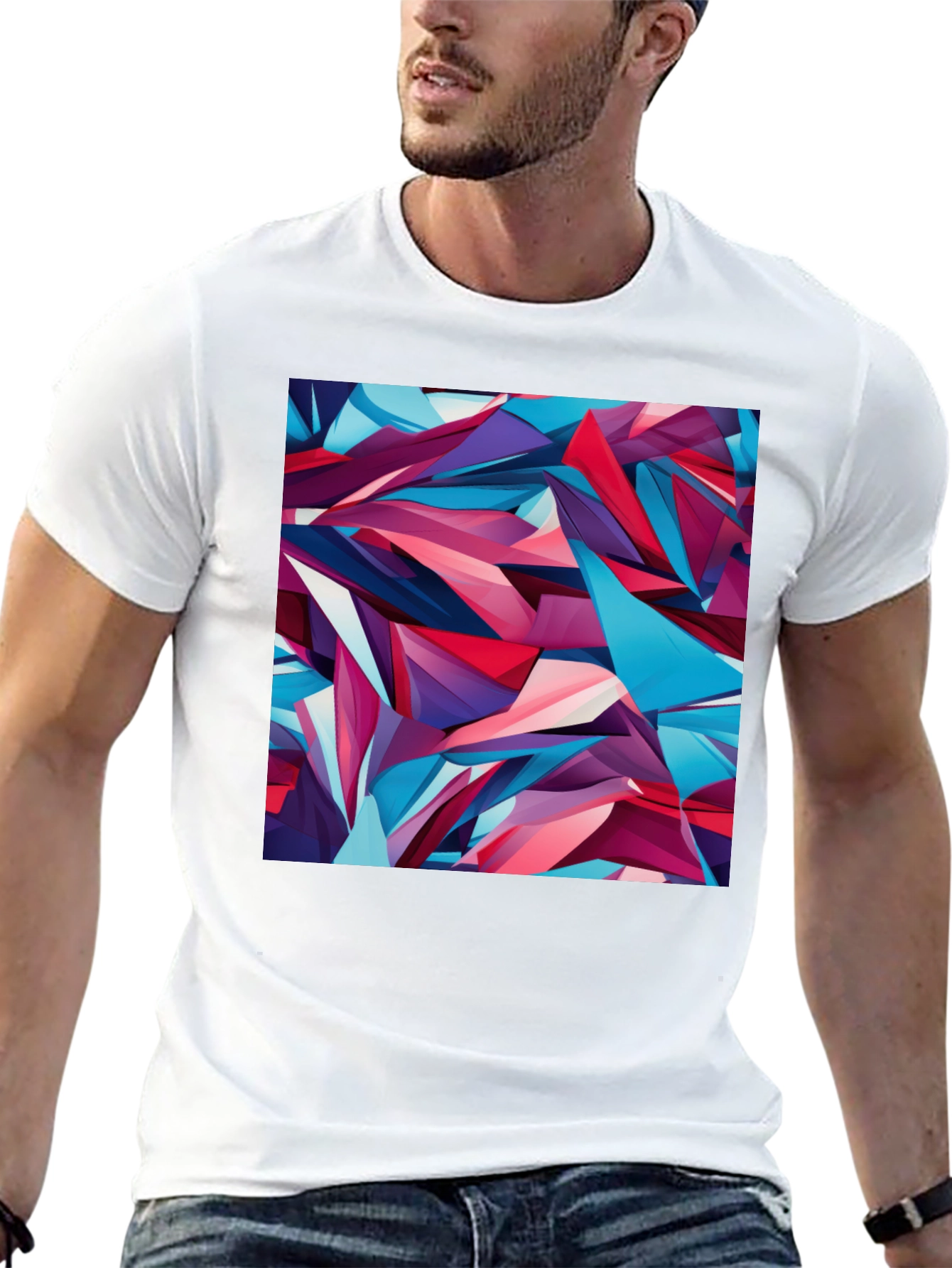 Abstract Geometric Print Black T-Shirt