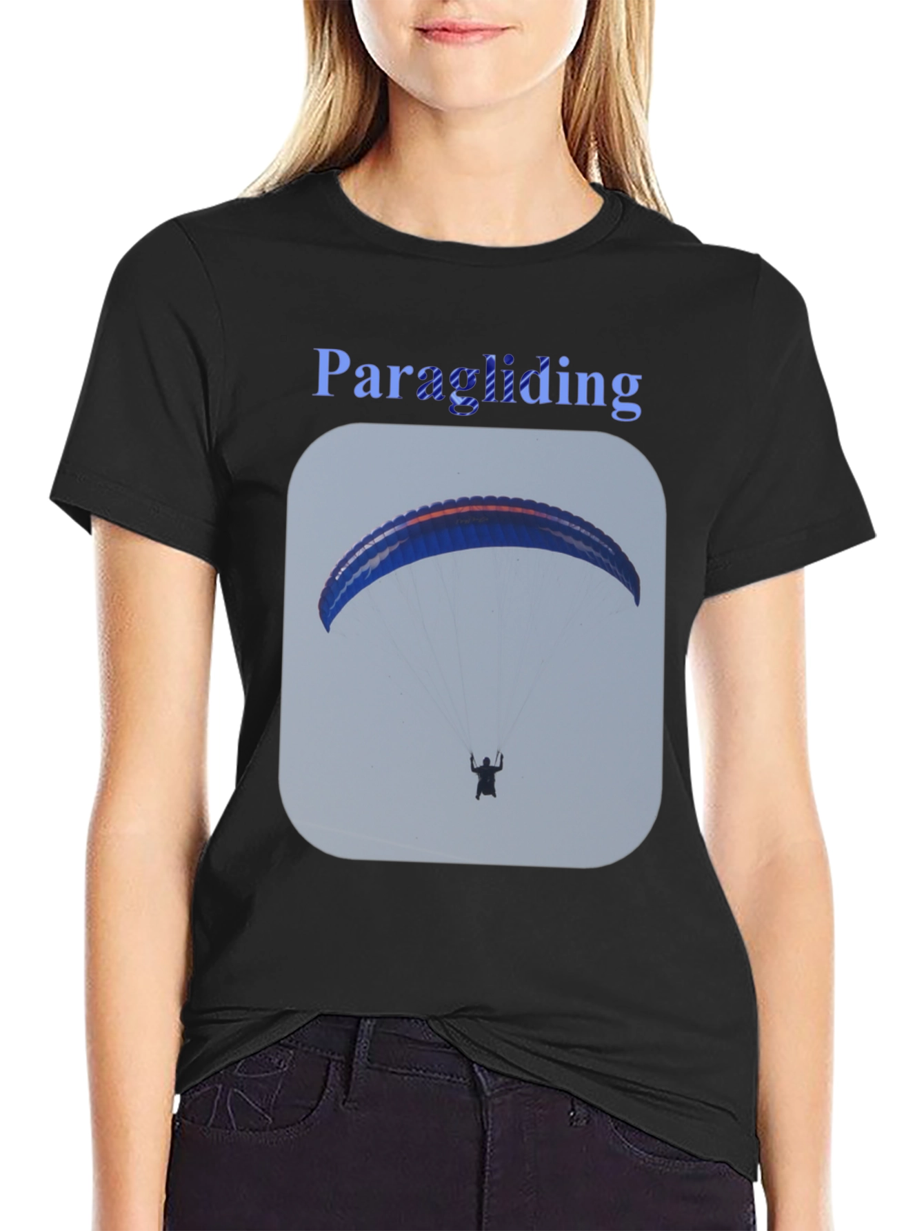 Paragliding Graphic Tee - Black Cotton T-Shirt