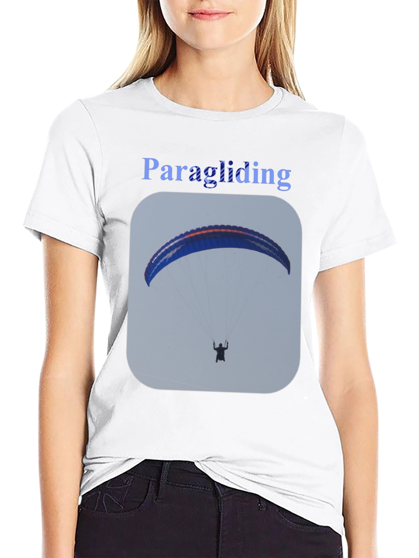 Paragliding Graphic Tee - Black Cotton T-Shirt