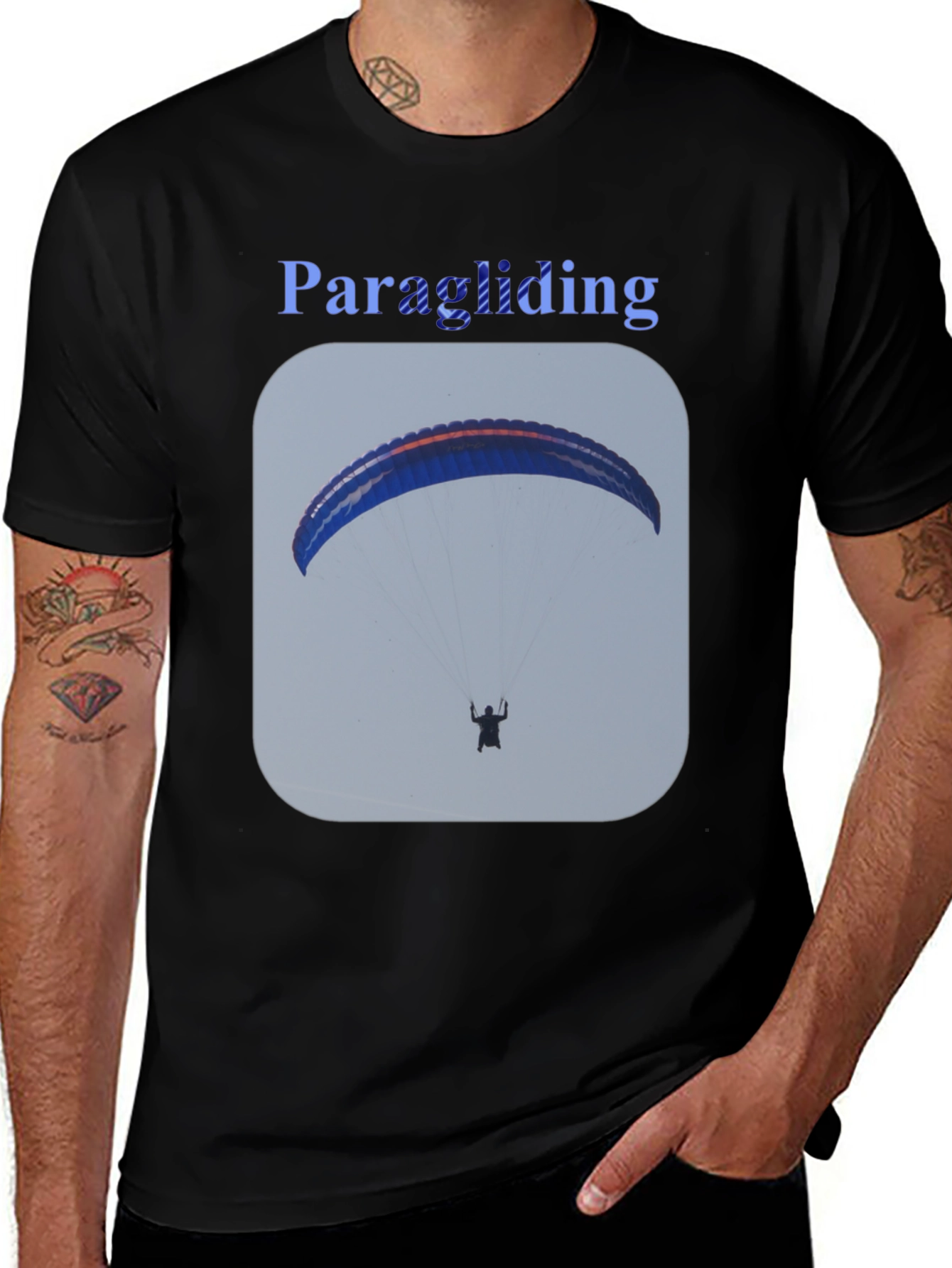 Paragliding Graphic Tee - Black Cotton T-Shirt