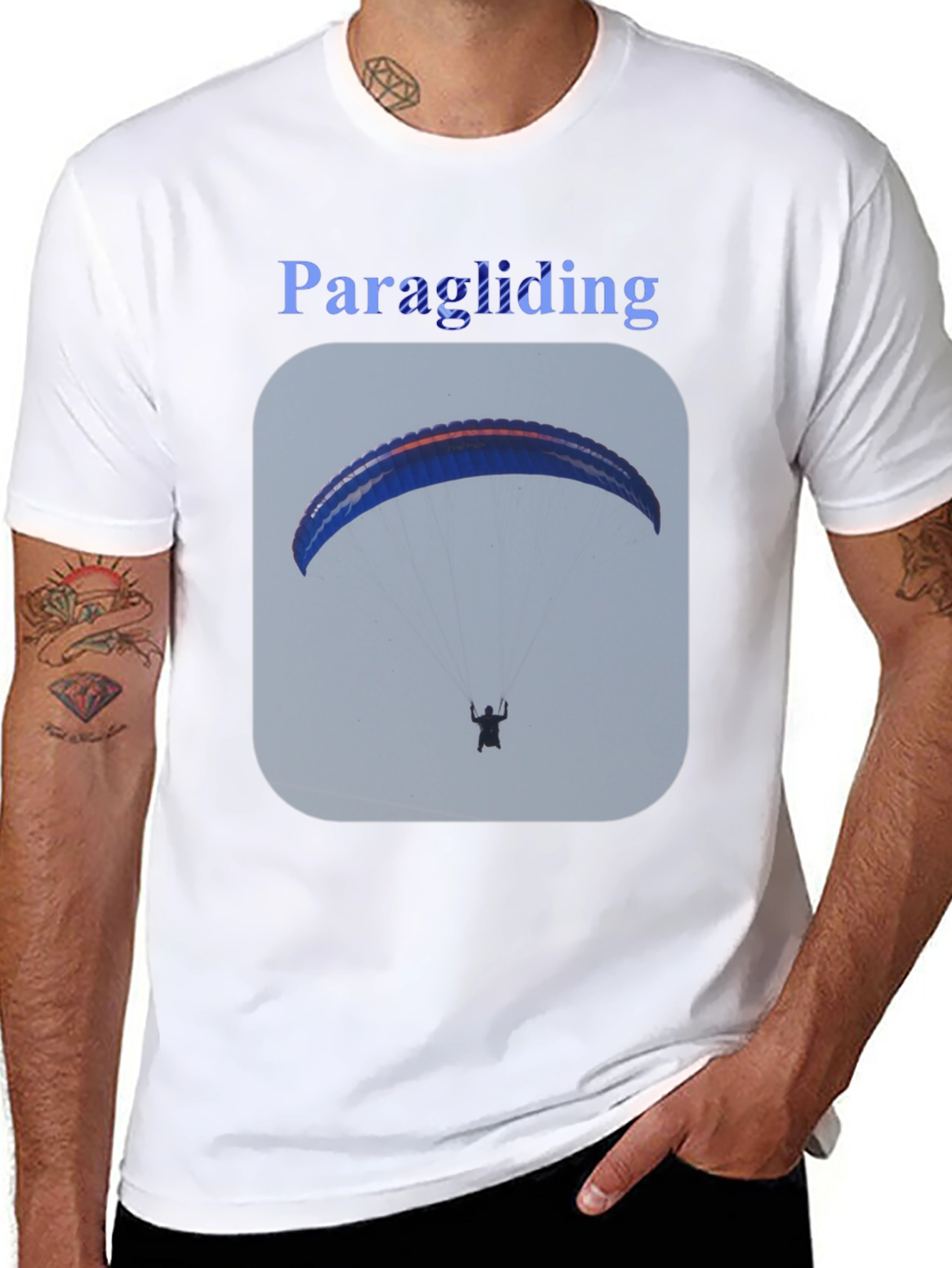 Paragliding Graphic Tee - Black Cotton T-Shirt