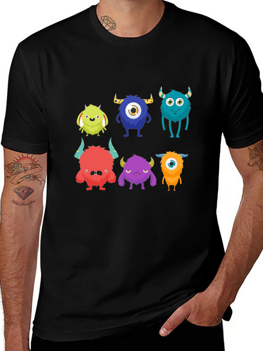Monster Graphic Tee - Black Cotton T-Shirt