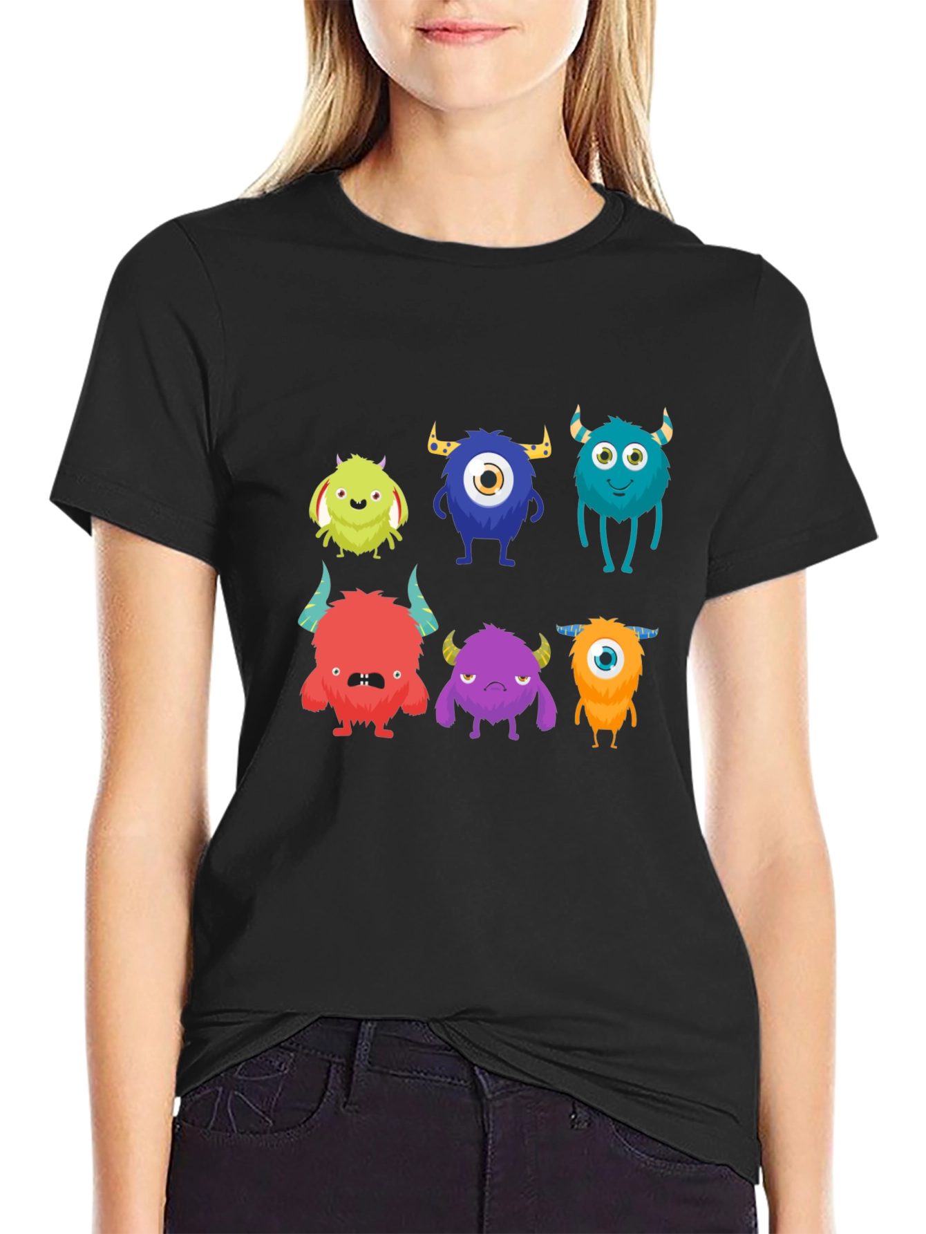 Monster Graphic Tee - Black Cotton T-Shirt