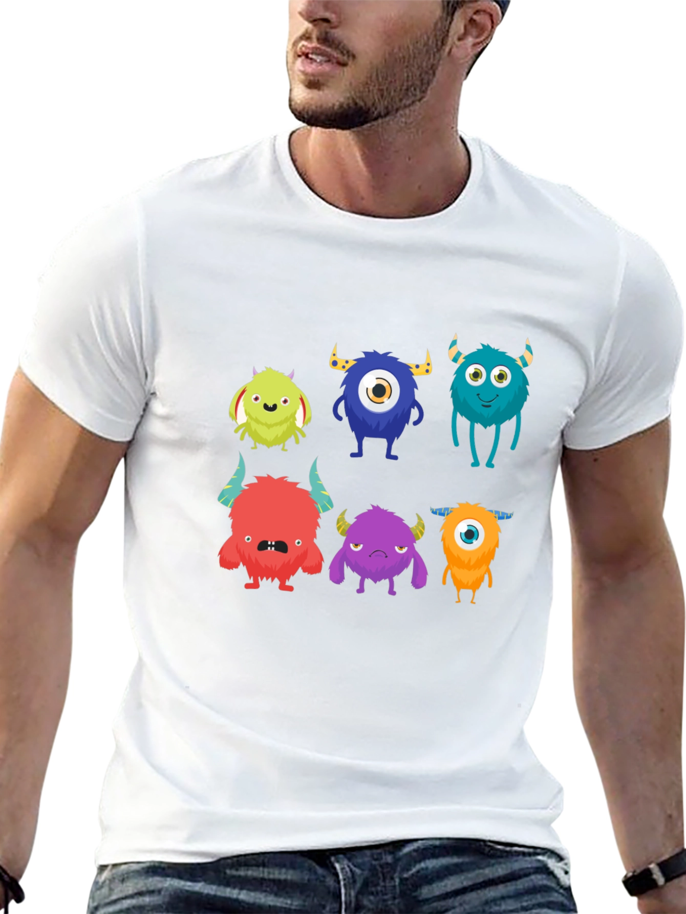 Monster Graphic Tee - Black Cotton T-Shirt