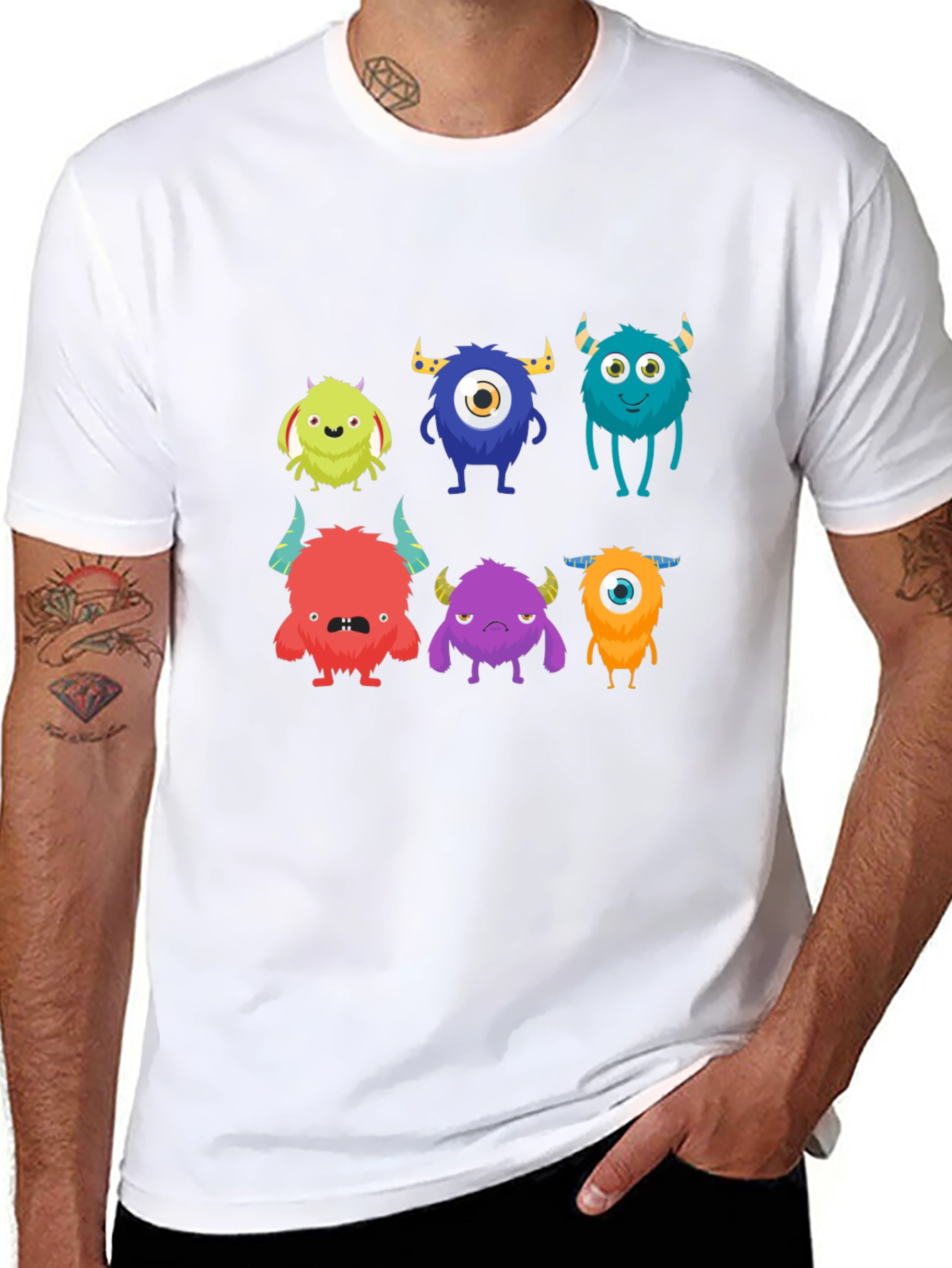 Monster Graphic Tee - Black Cotton T-Shirt