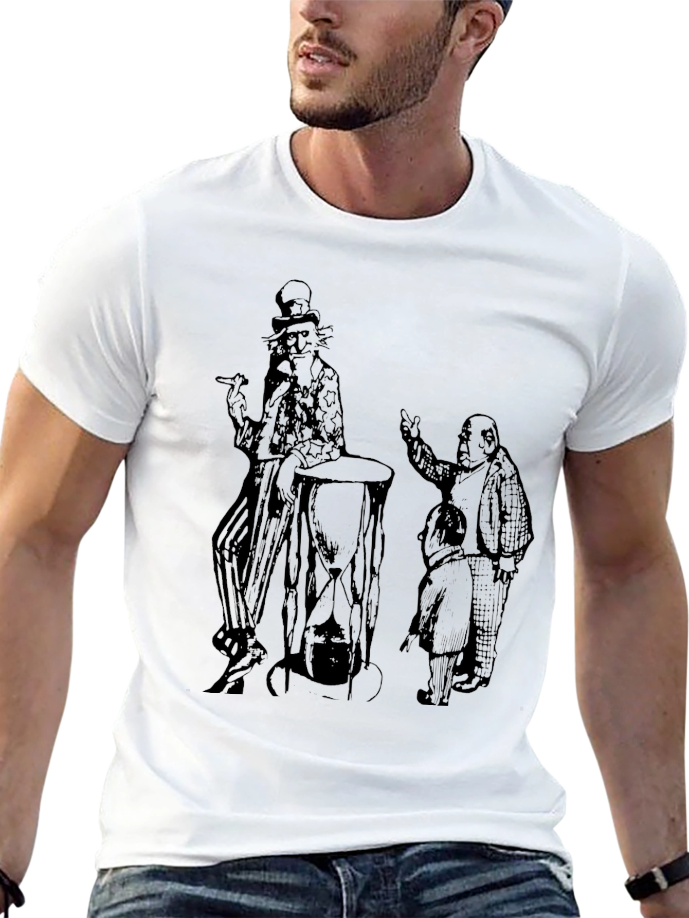 Intriguing Graphic Print Black T-Shirt