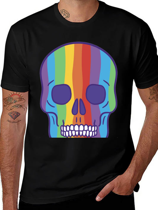 Rainbow Skull Graphic Tee - Vibrant & Unique Design