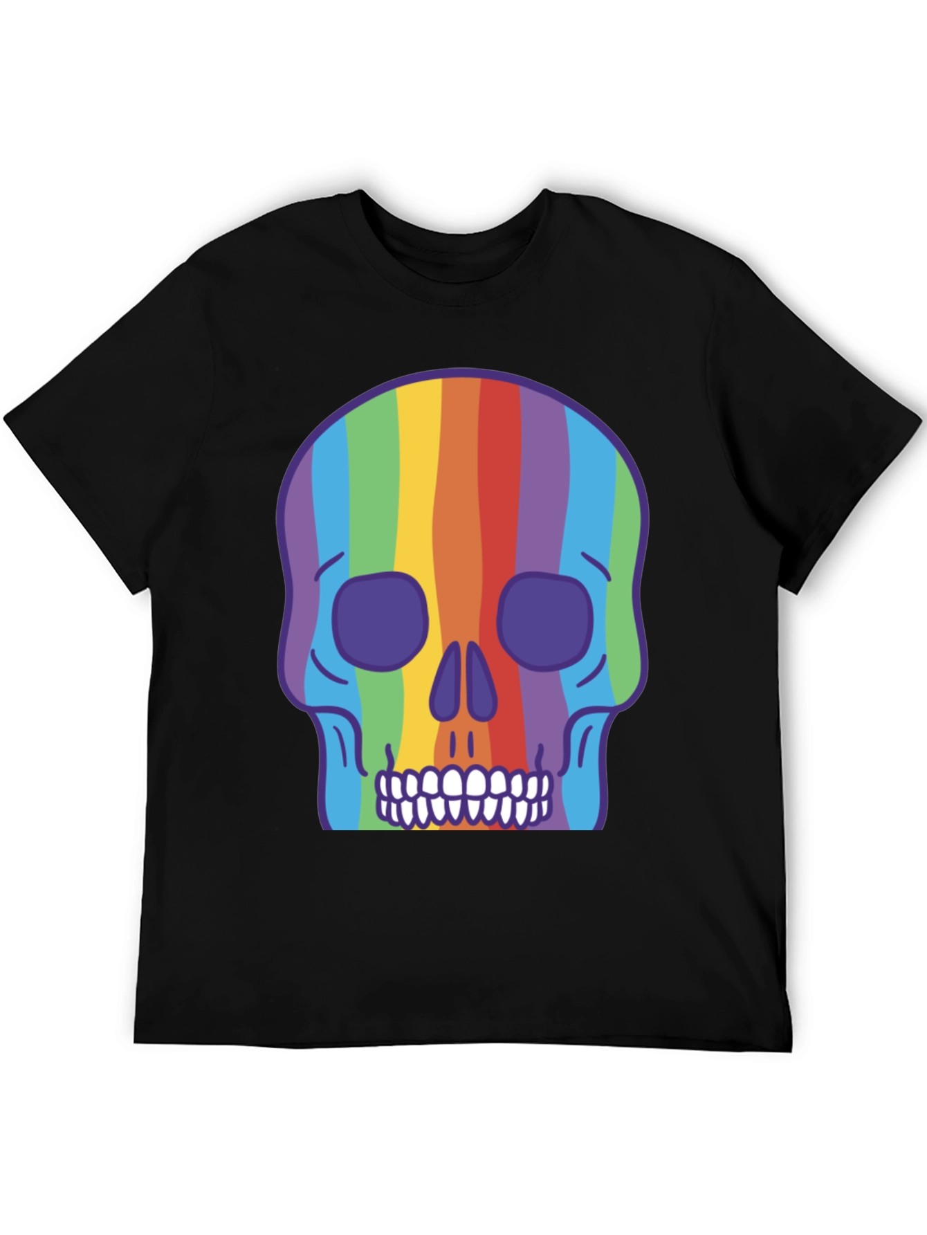 Rainbow Skull Graphic Tee - Vibrant & Unique Design