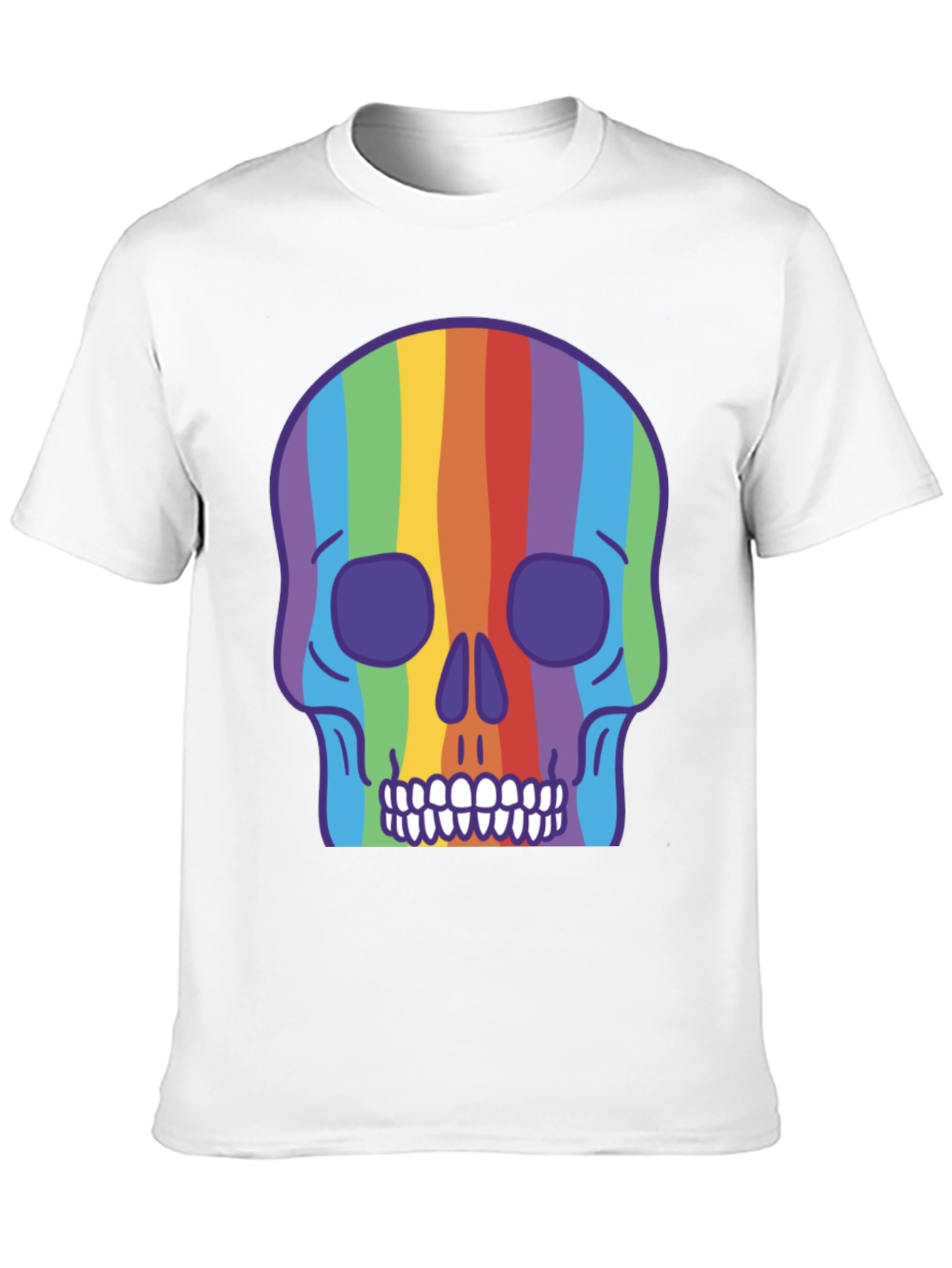 Rainbow Skull Graphic Tee - Vibrant & Unique Design