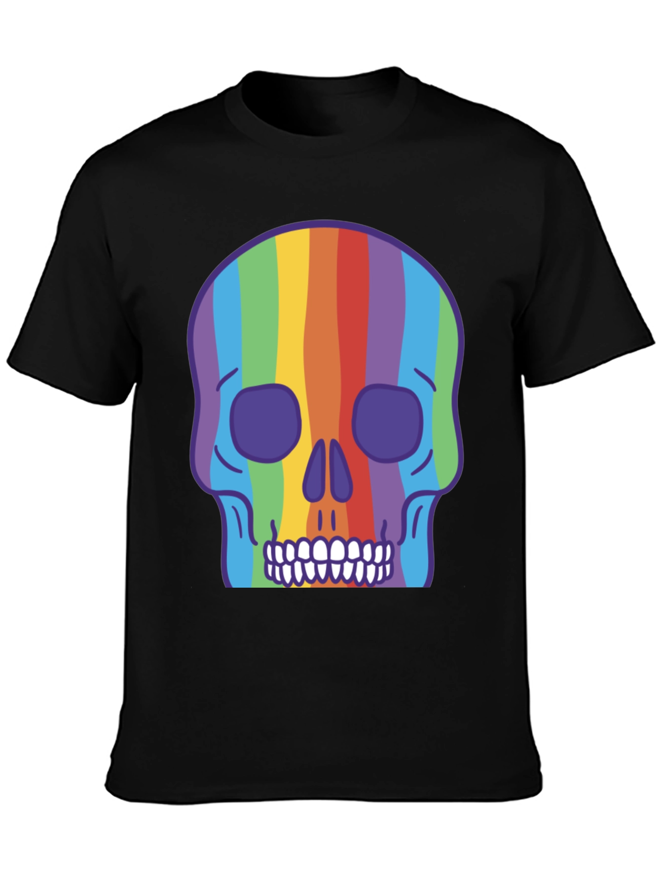 Rainbow Skull Graphic Tee - Vibrant & Unique Design