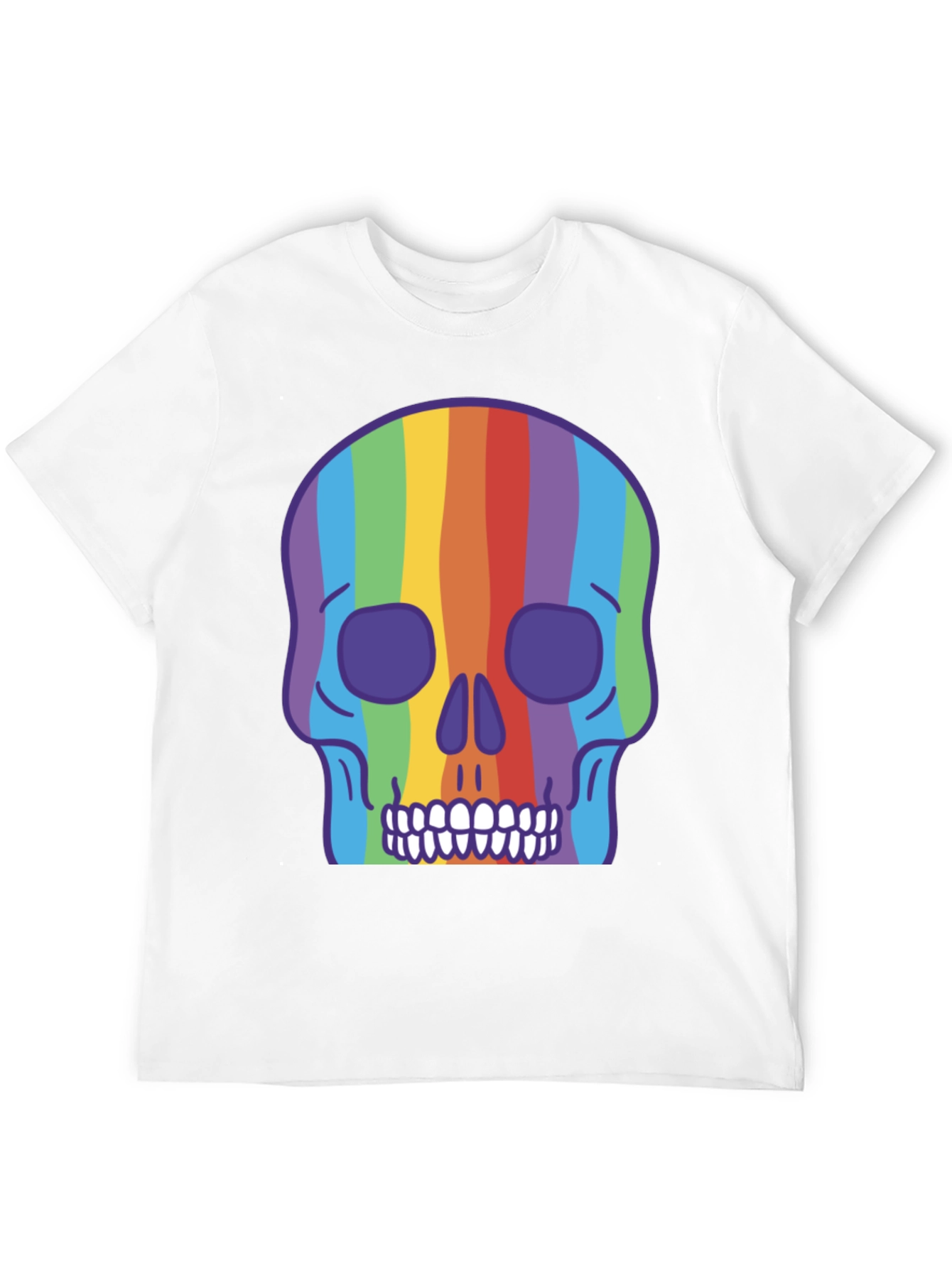 Rainbow Skull Graphic Tee - Vibrant & Unique Design