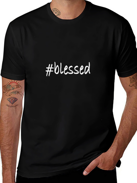 #Blessed Graphic T-Shirt - Black Casual Style