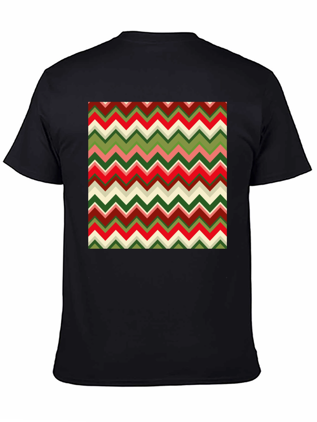 Chevron Pattern Tee - Retro Style Graphic Print T-Shirt