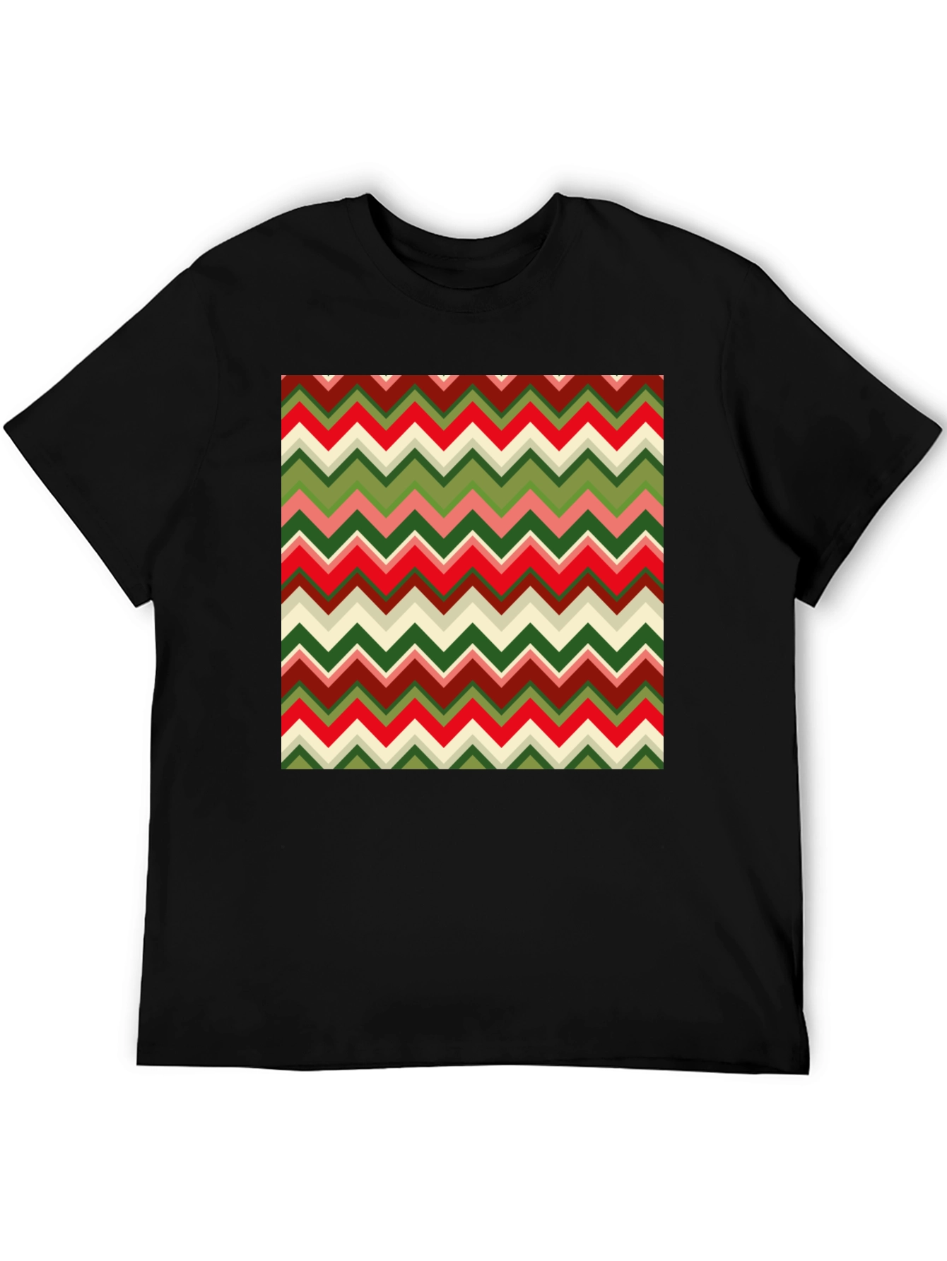 Chevron Pattern Tee - Retro Style Graphic Print T-Shirt